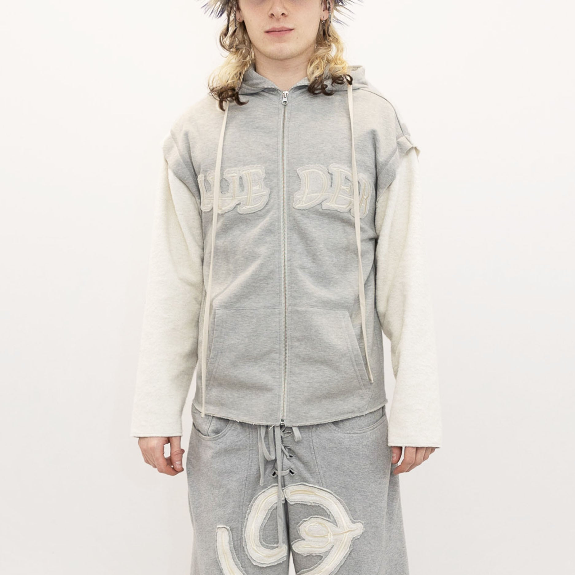 Marl embroidered hoodie