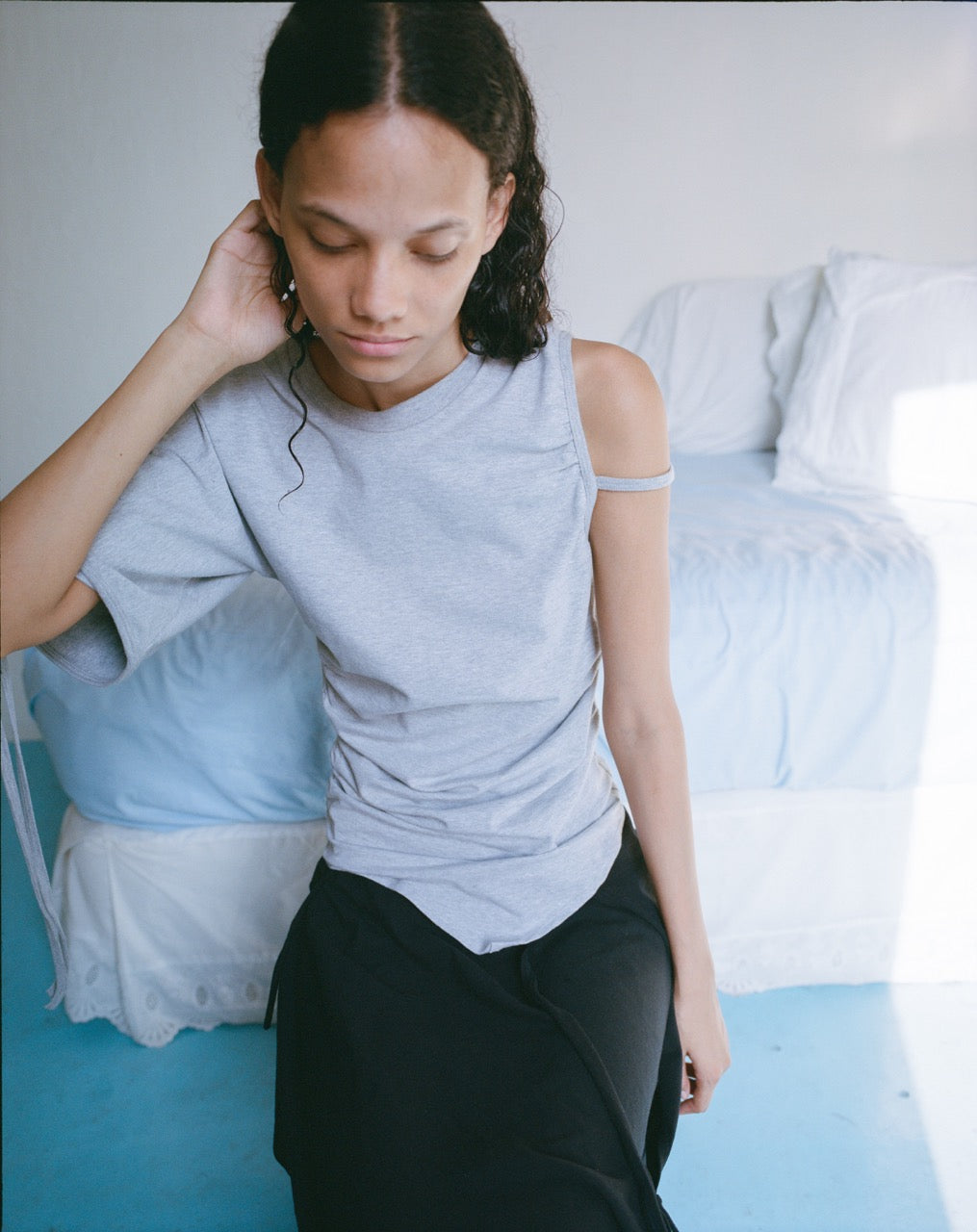 Jersey drape top grey