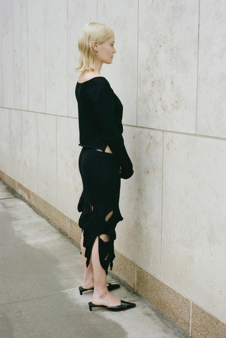 Waterfall midi skirt