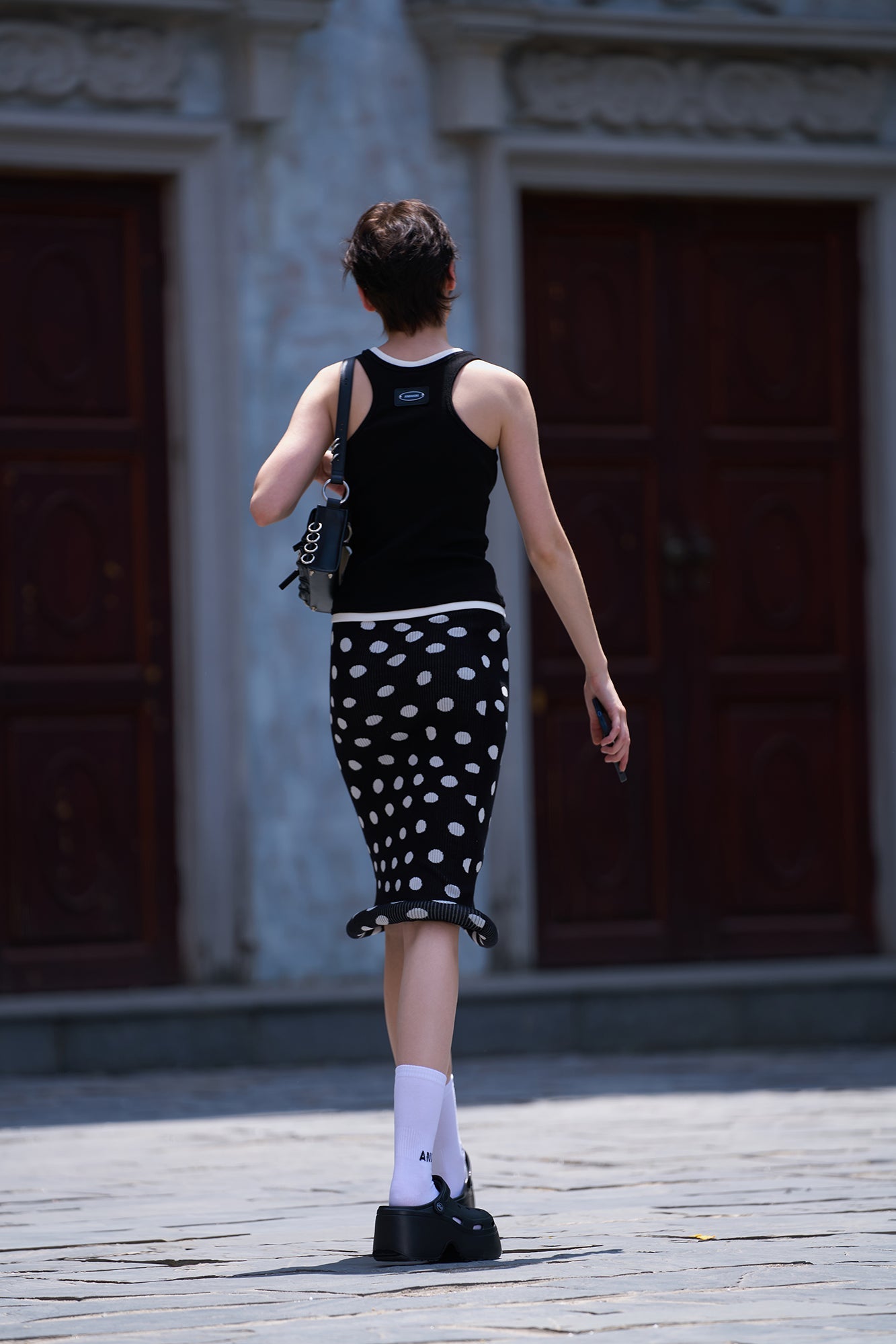 Rib knit contrast tank top