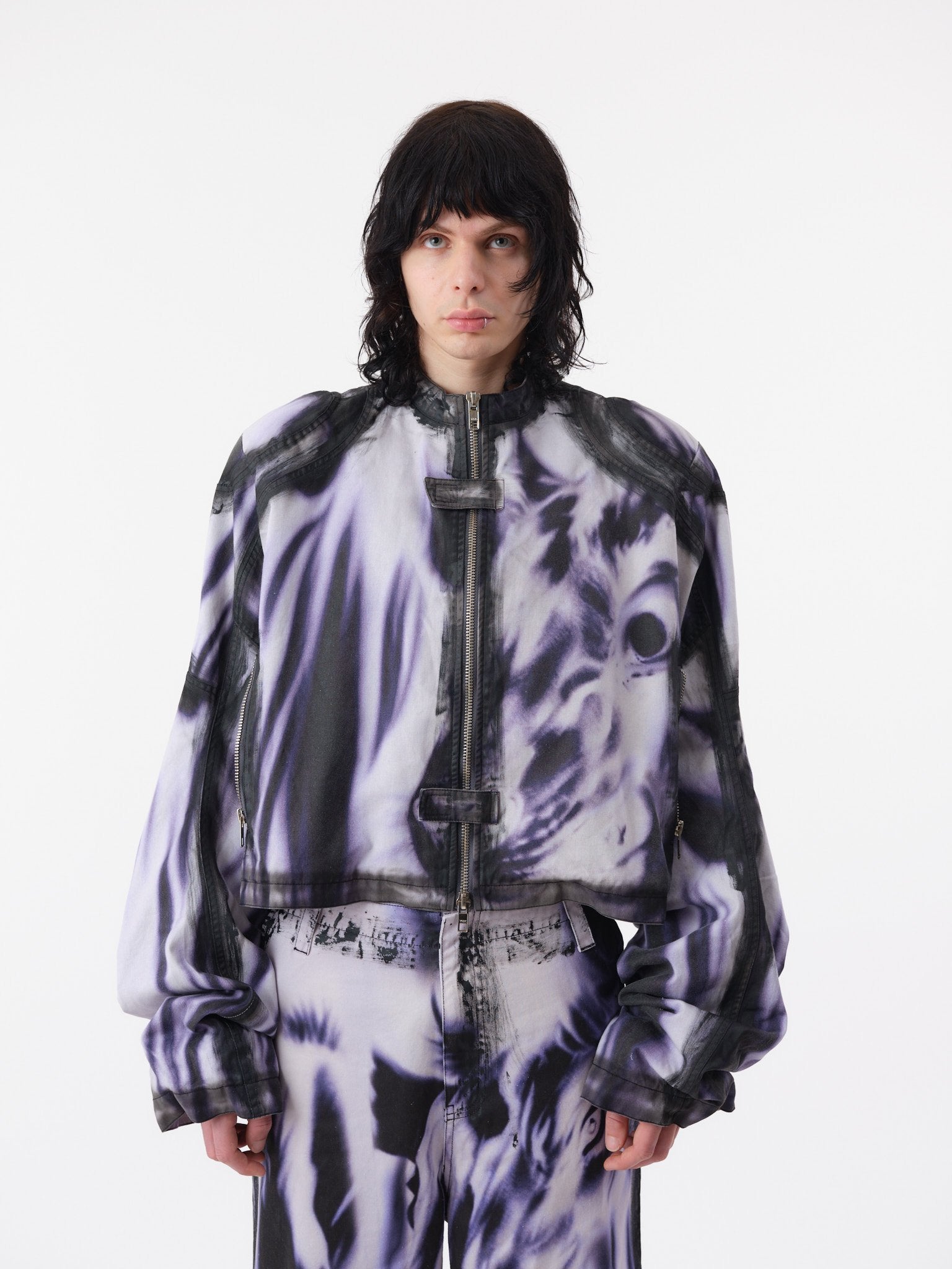 Printed moto jacket