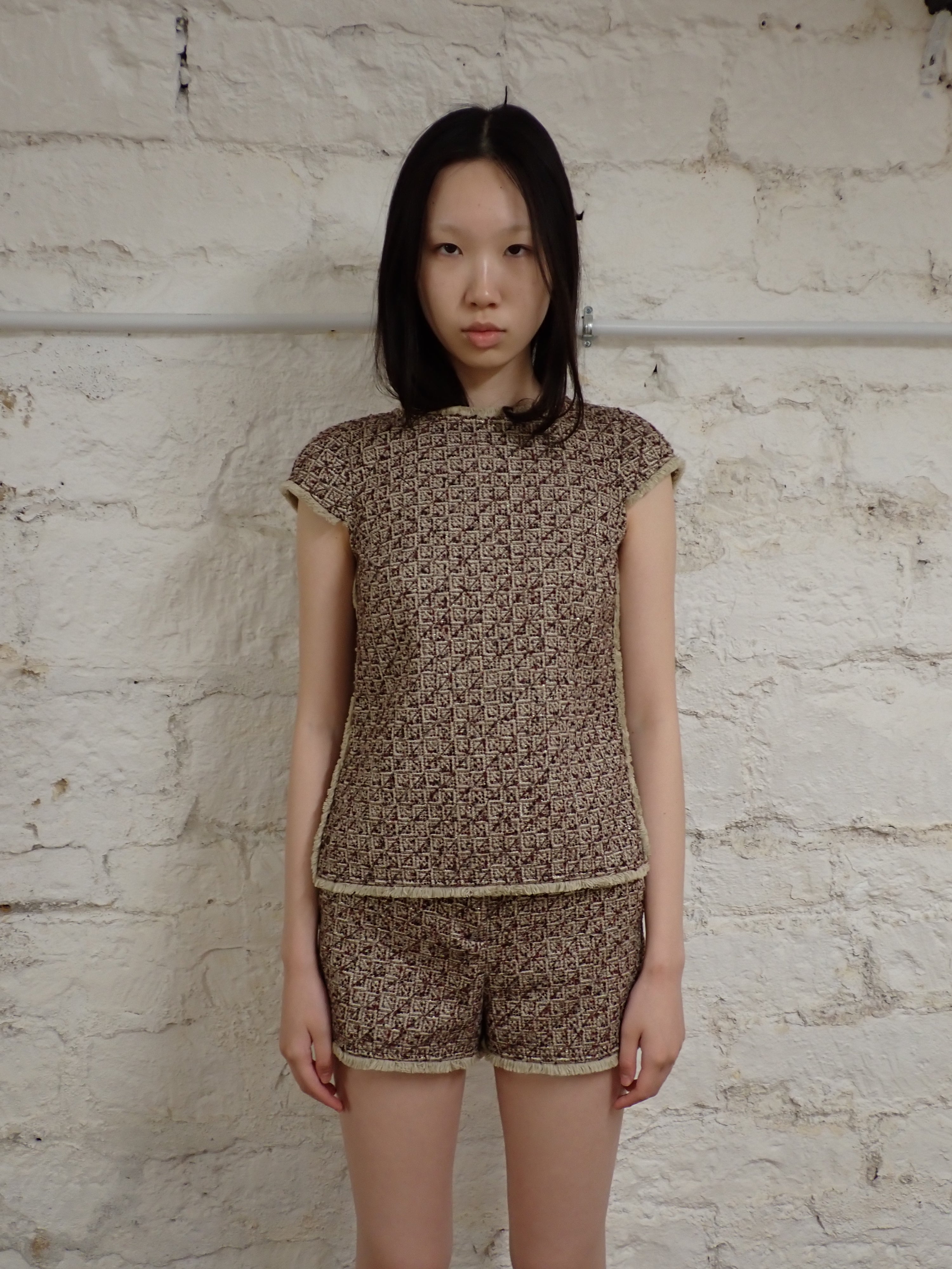 Tweed t-shirt and shorts set