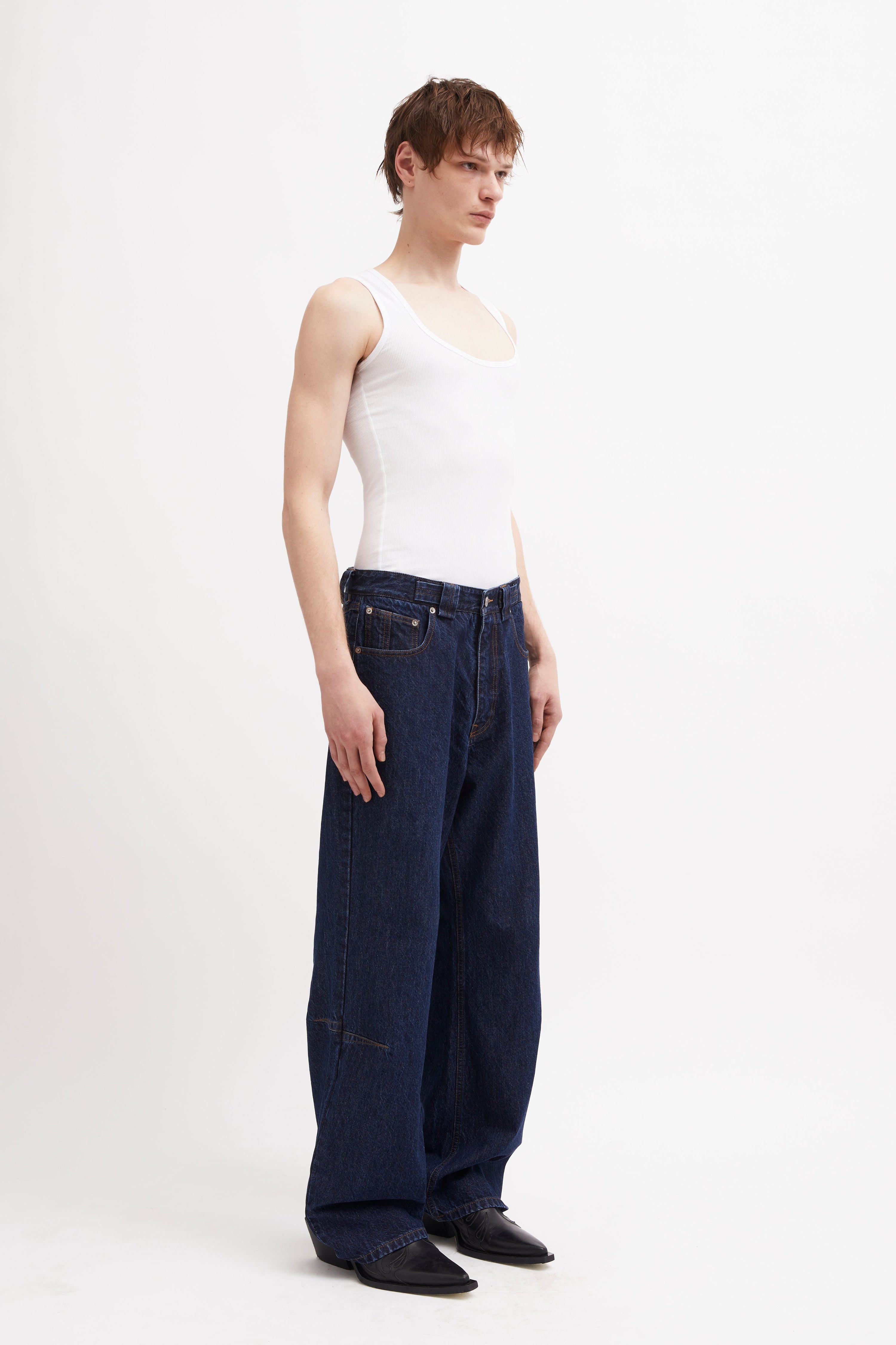 Lasered insignia denim trs dark indigo sw