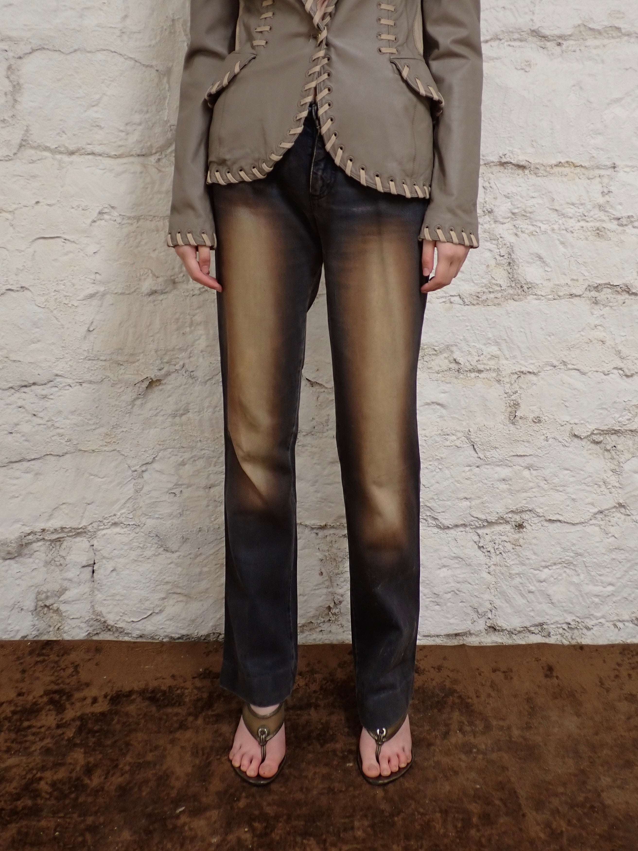 Washed flared denim
