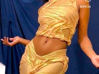 Gold wetlook midi skirt