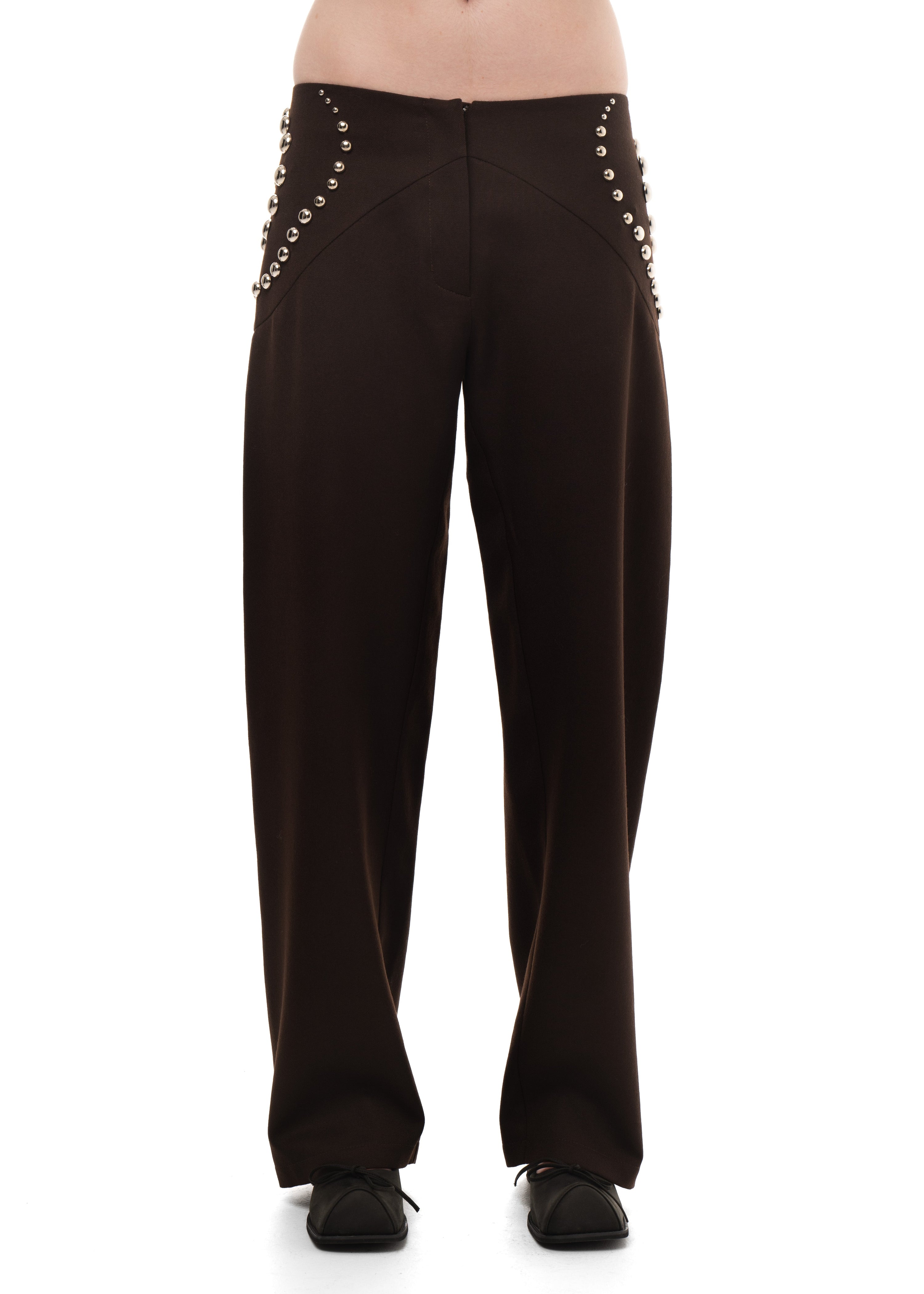 Studded spiral trousers brown