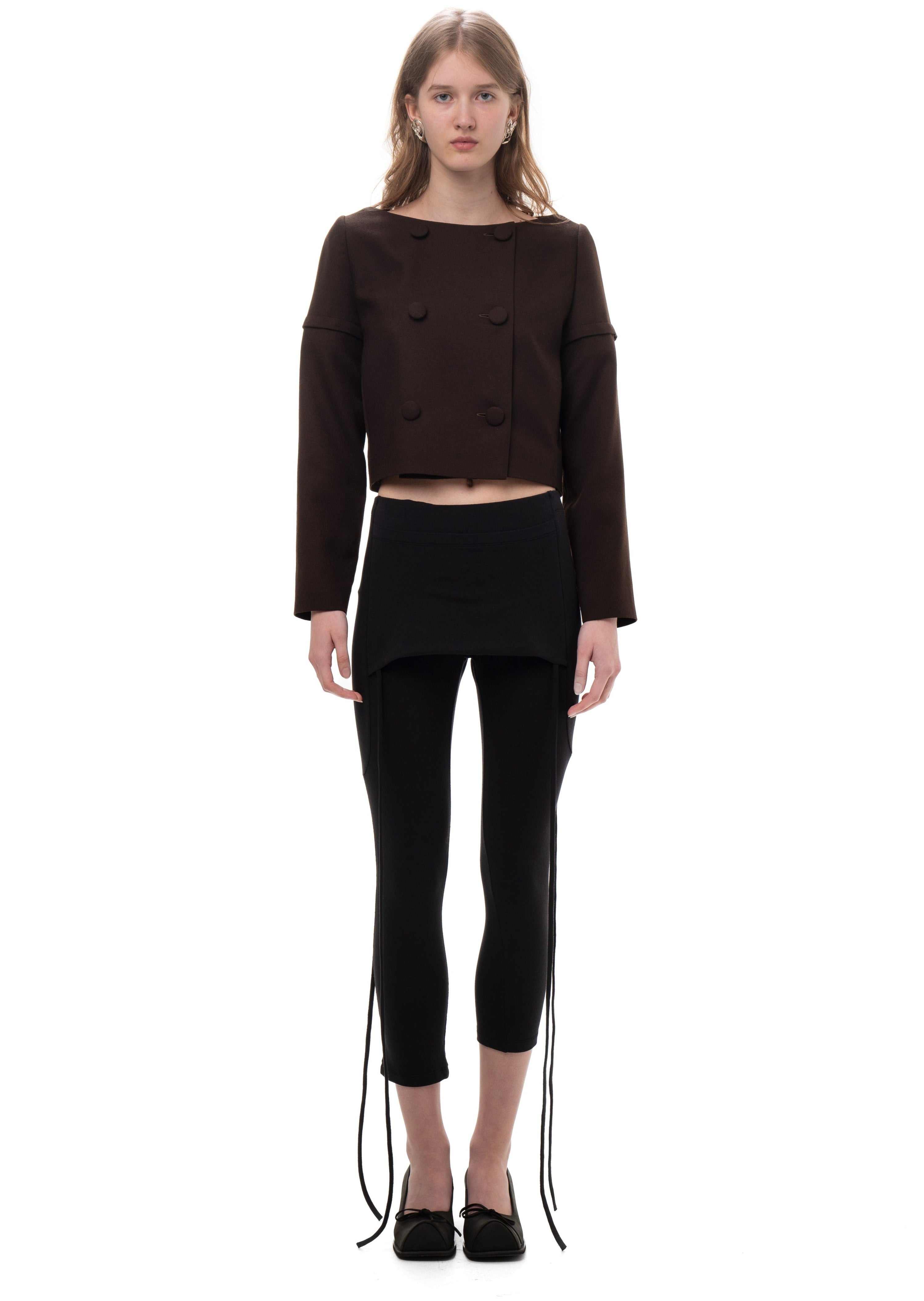 Detachable sleeve suit jacket brown