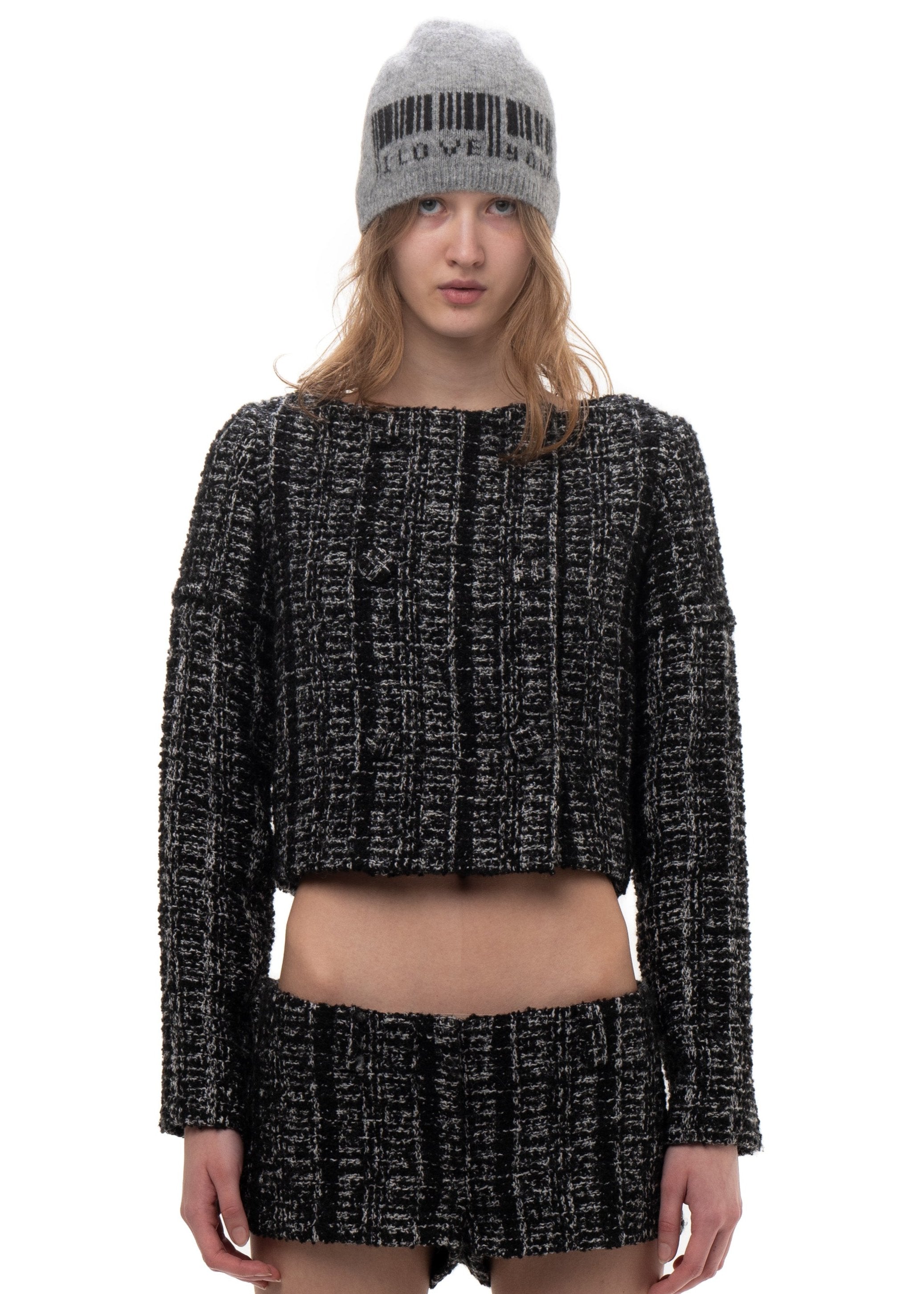 Detachable sleeve suit jacket tweed