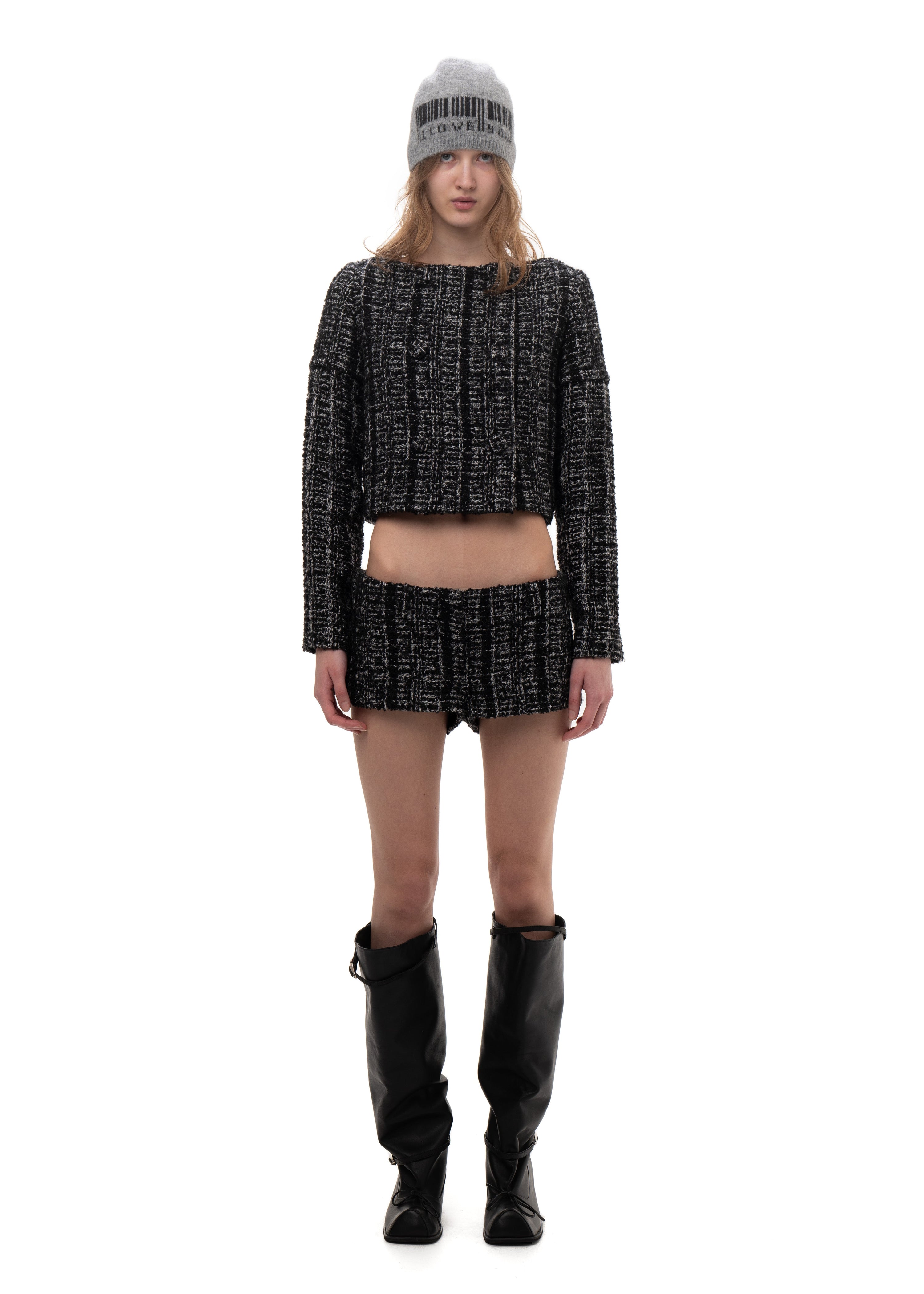 Detachable sleeve suit jacket tweed