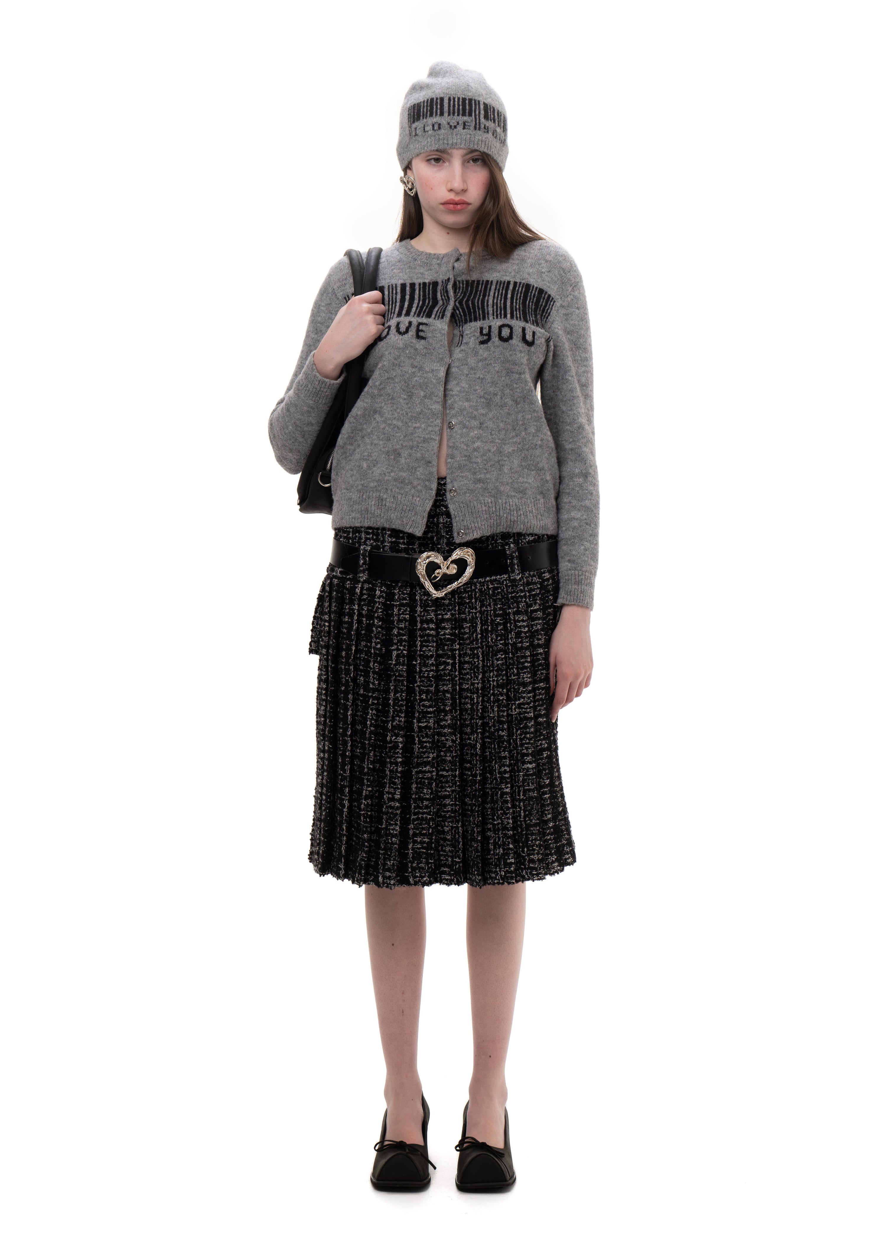 Pleated midi/mini skirt tweed