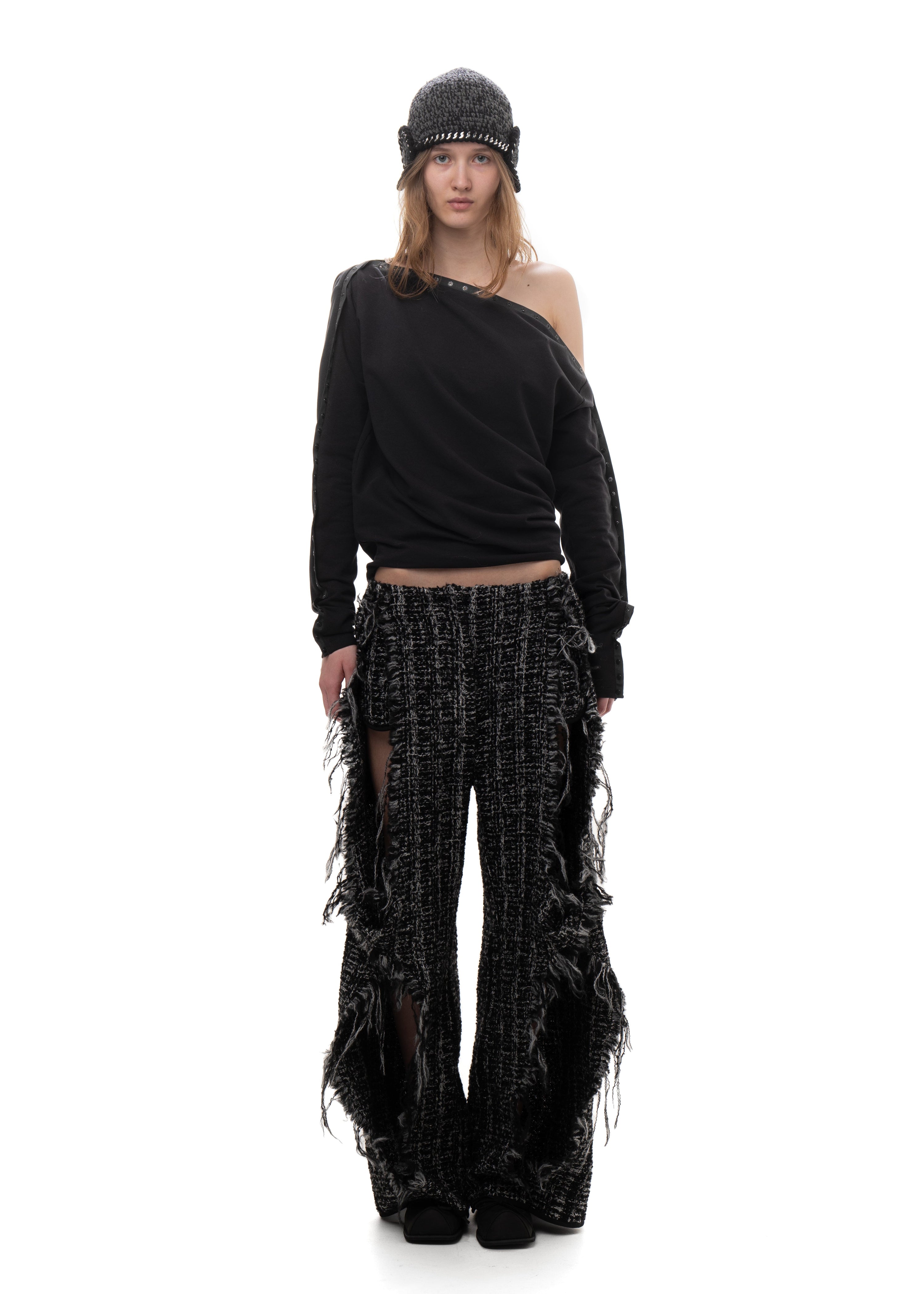 Brushed tweed twist trousers