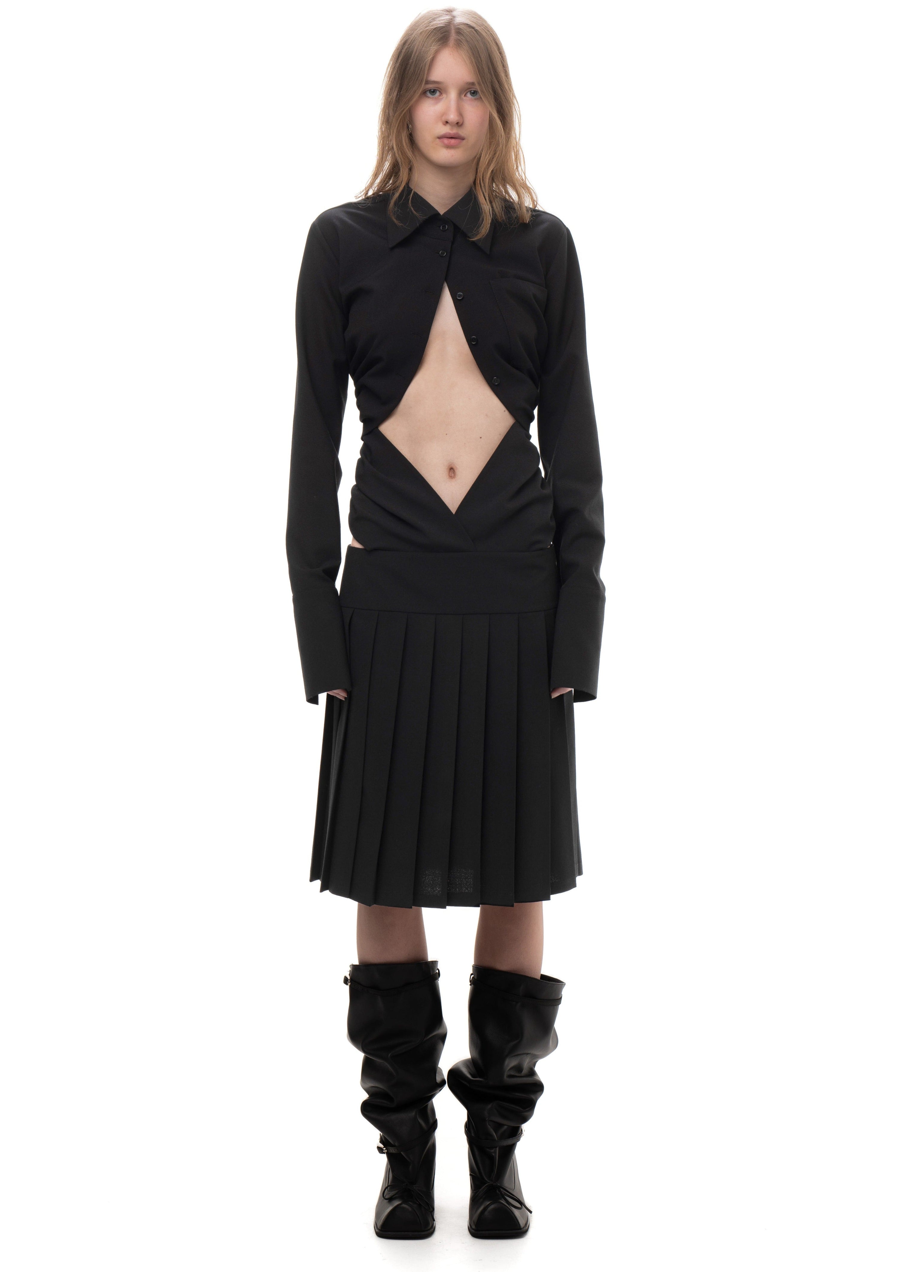 Pleated shirt dress
