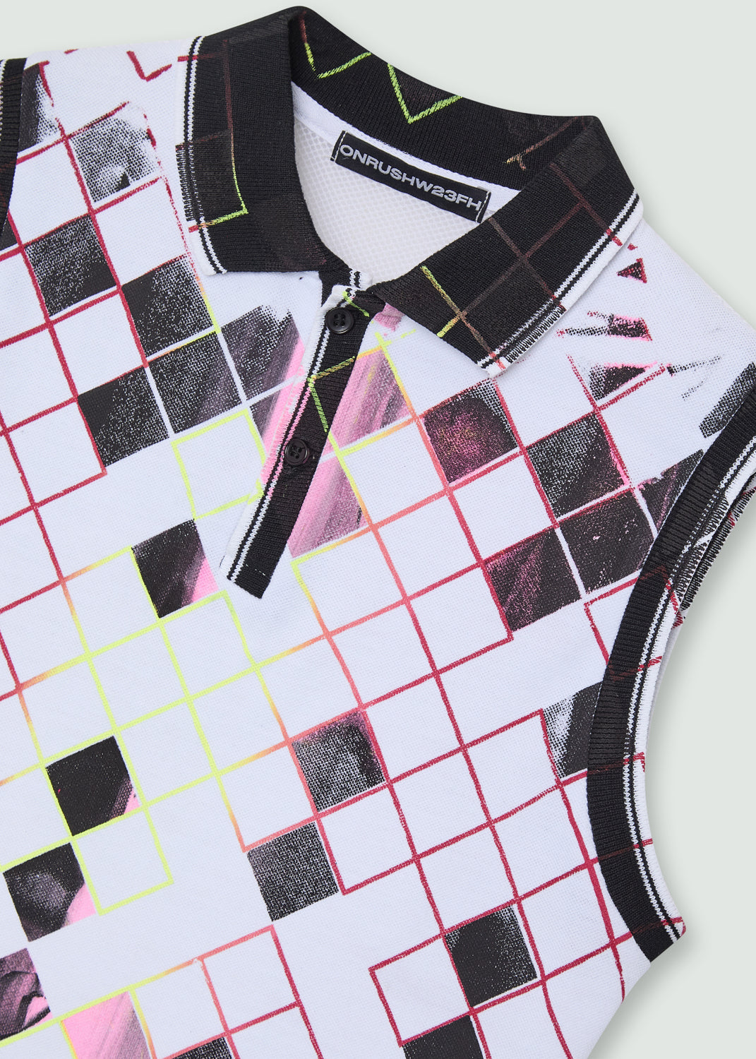 Grid polo tank top