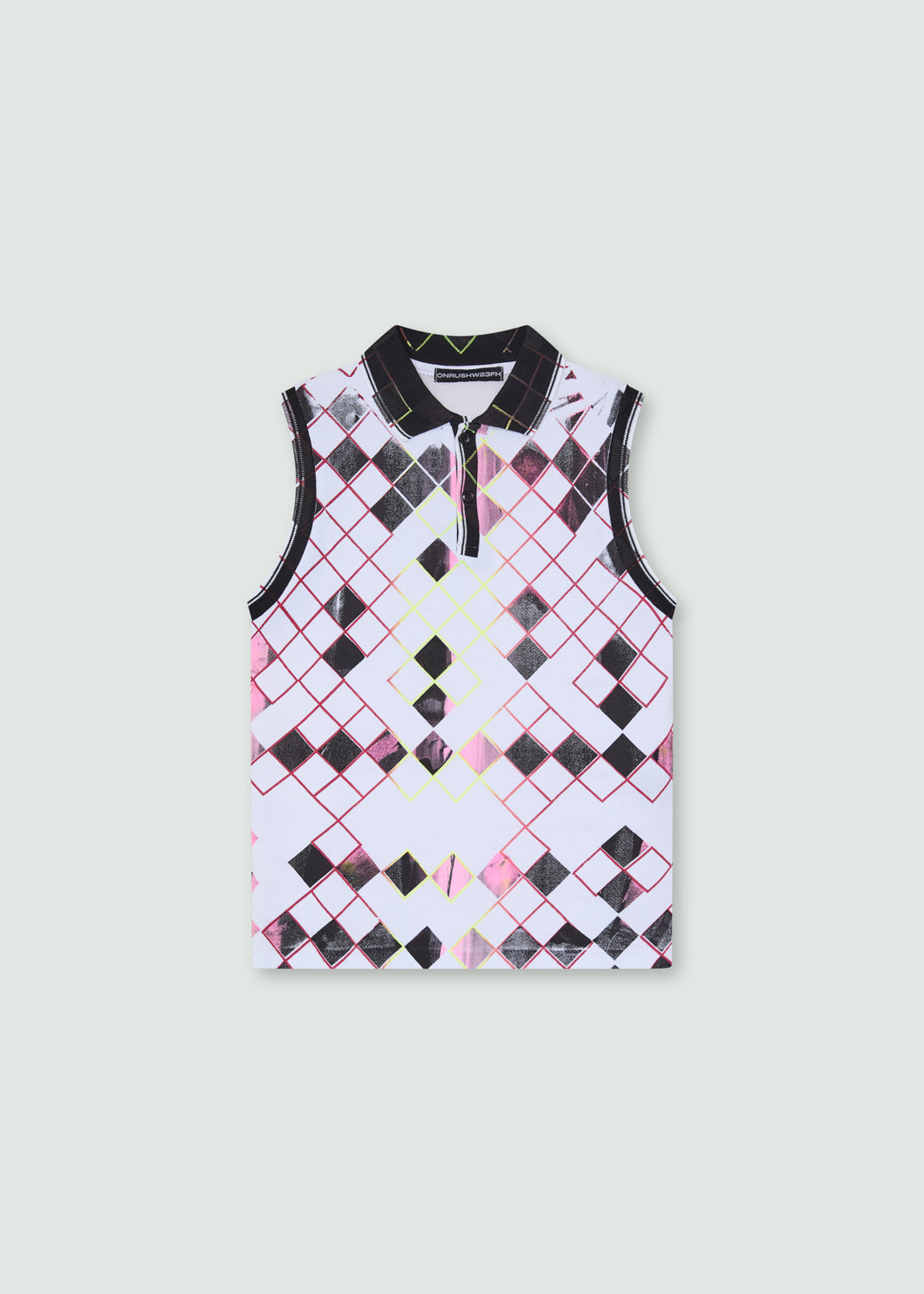 Grid polo tank top