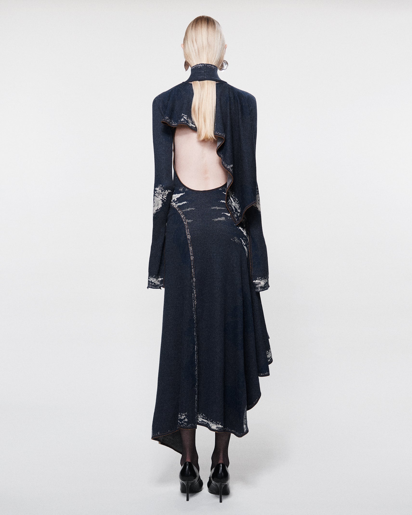 Long crusader dress denim blue