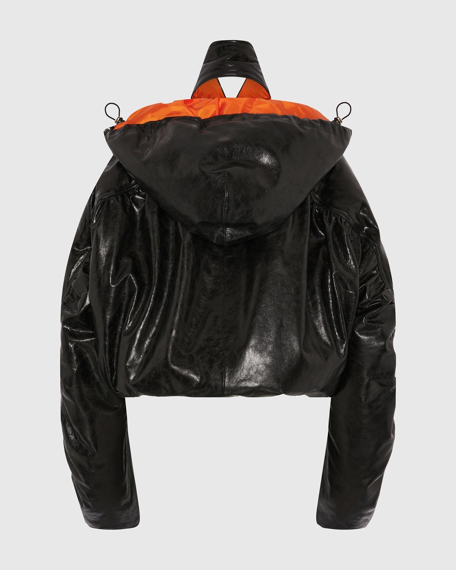 Halter leather bomber jacket black