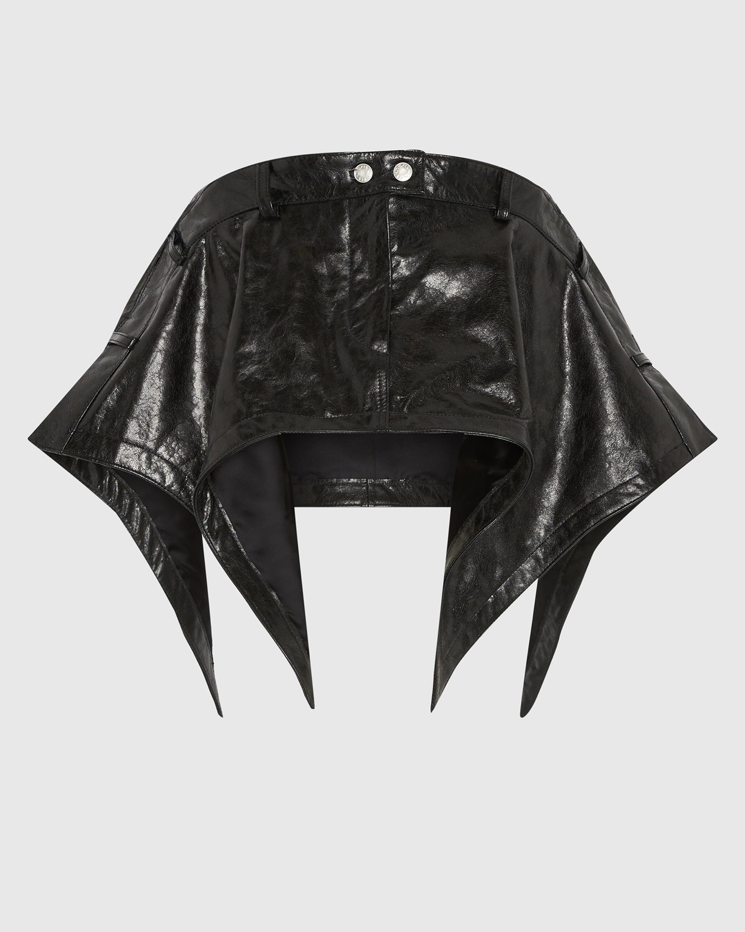 Leather serpentine skirt black