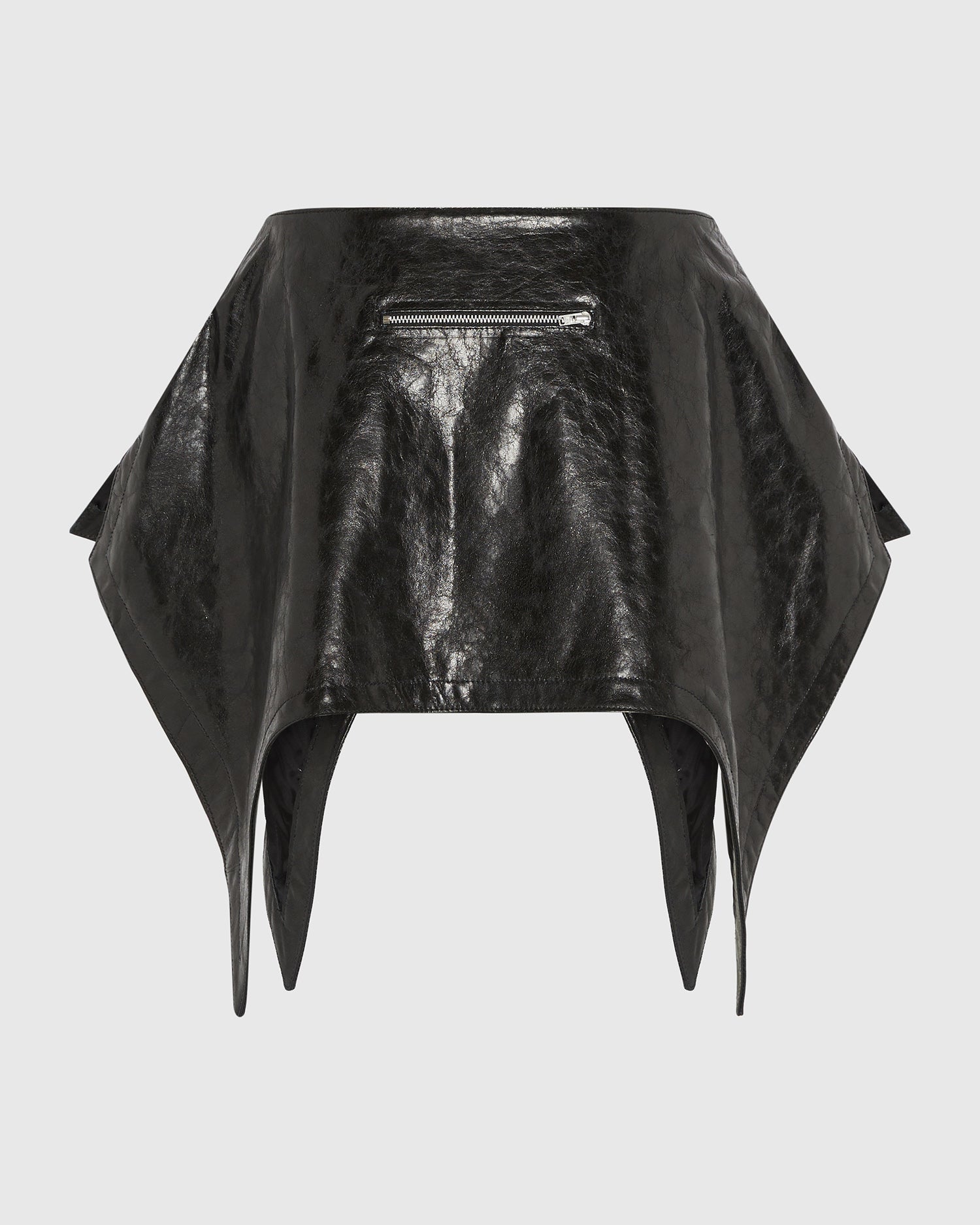Leather serpentine skirt black