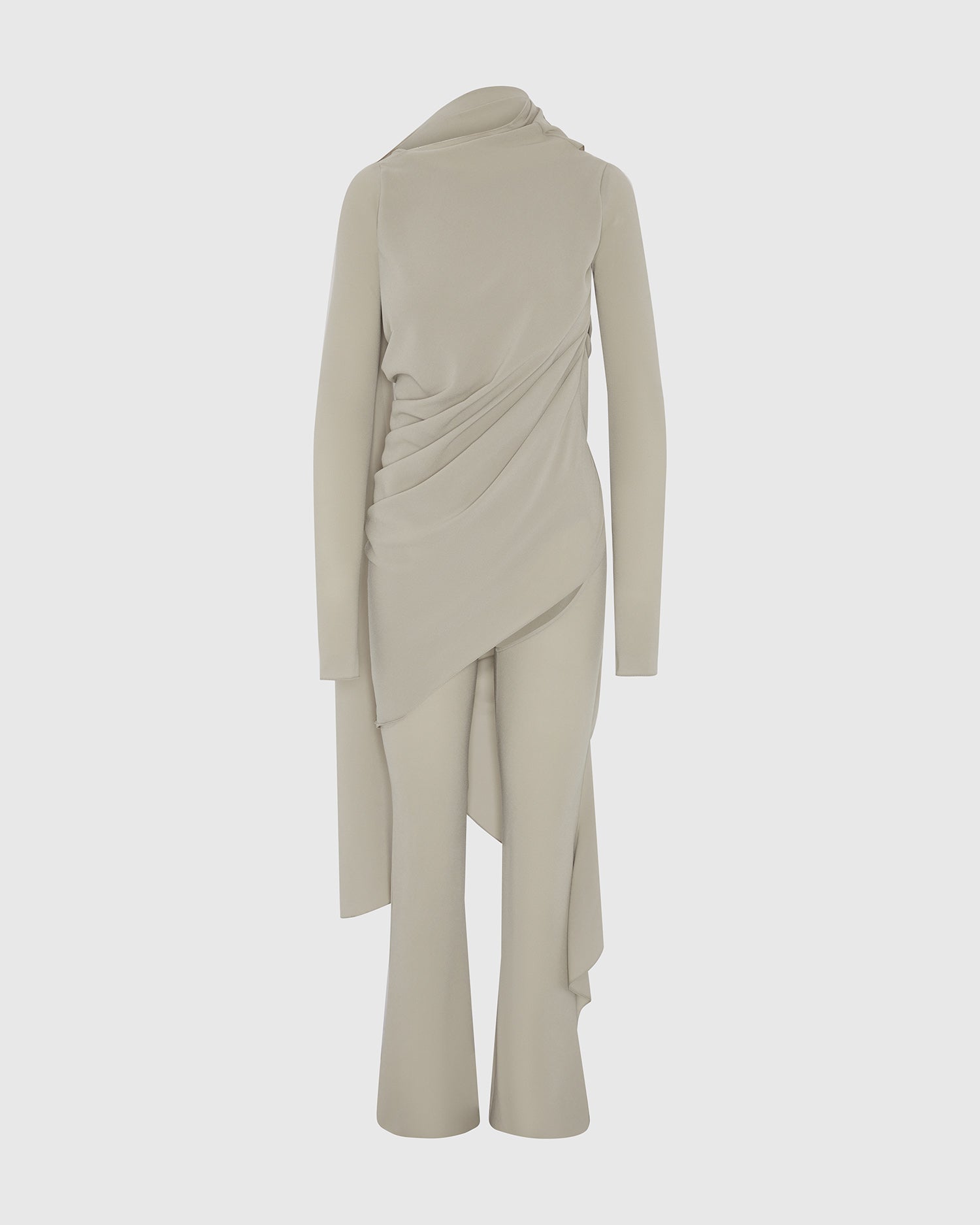 Slashed draped jumpsuit grey