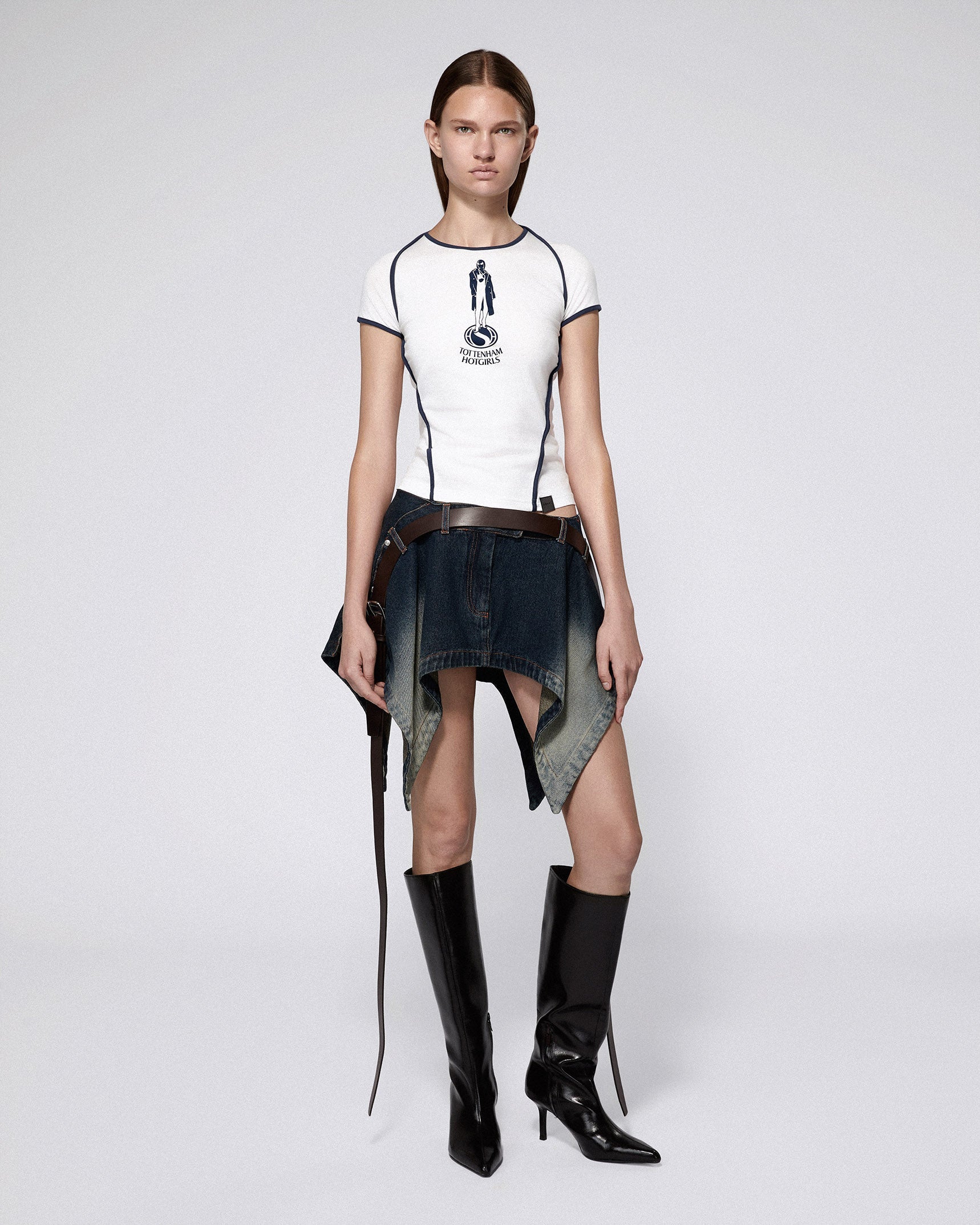 Serpentine tailored skirt washed blue