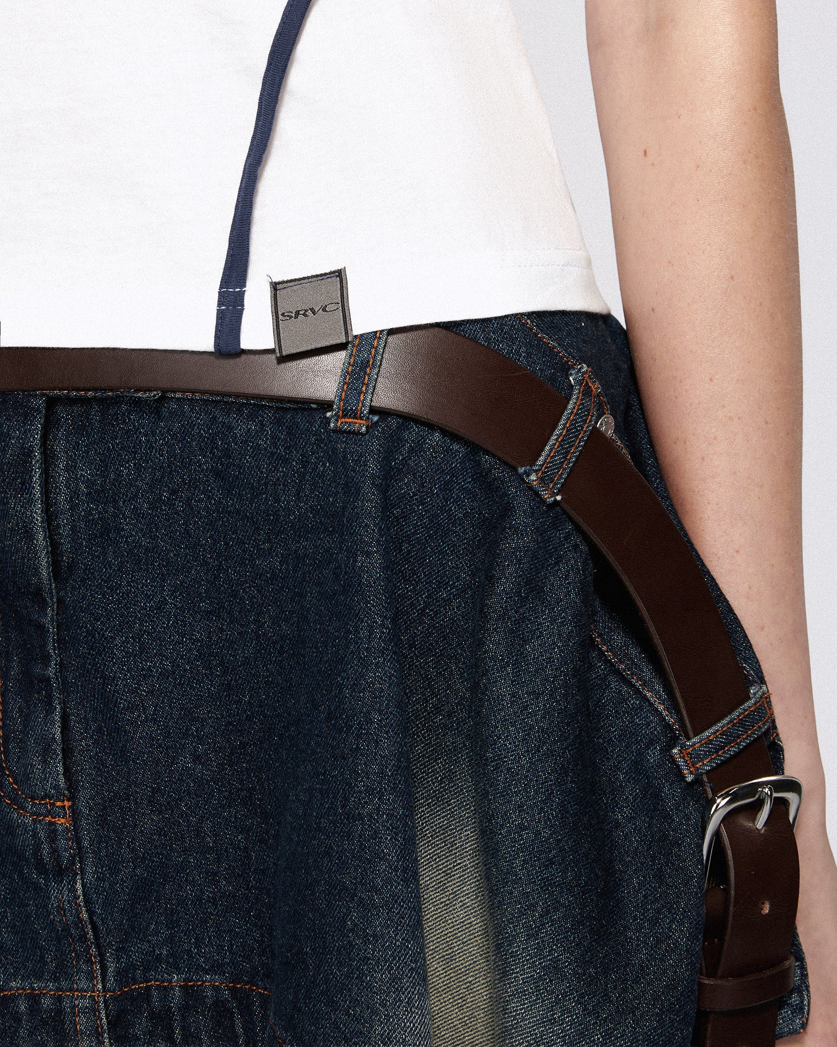 Serpentine tailored skirt washed blue