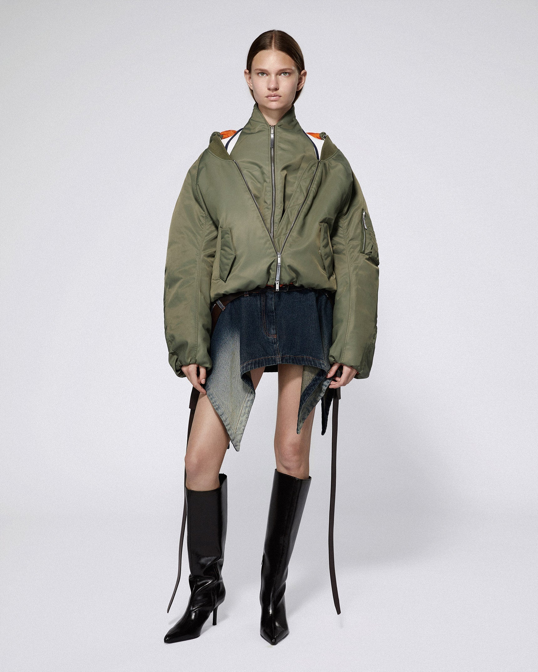 Halter bomber jacket dark green