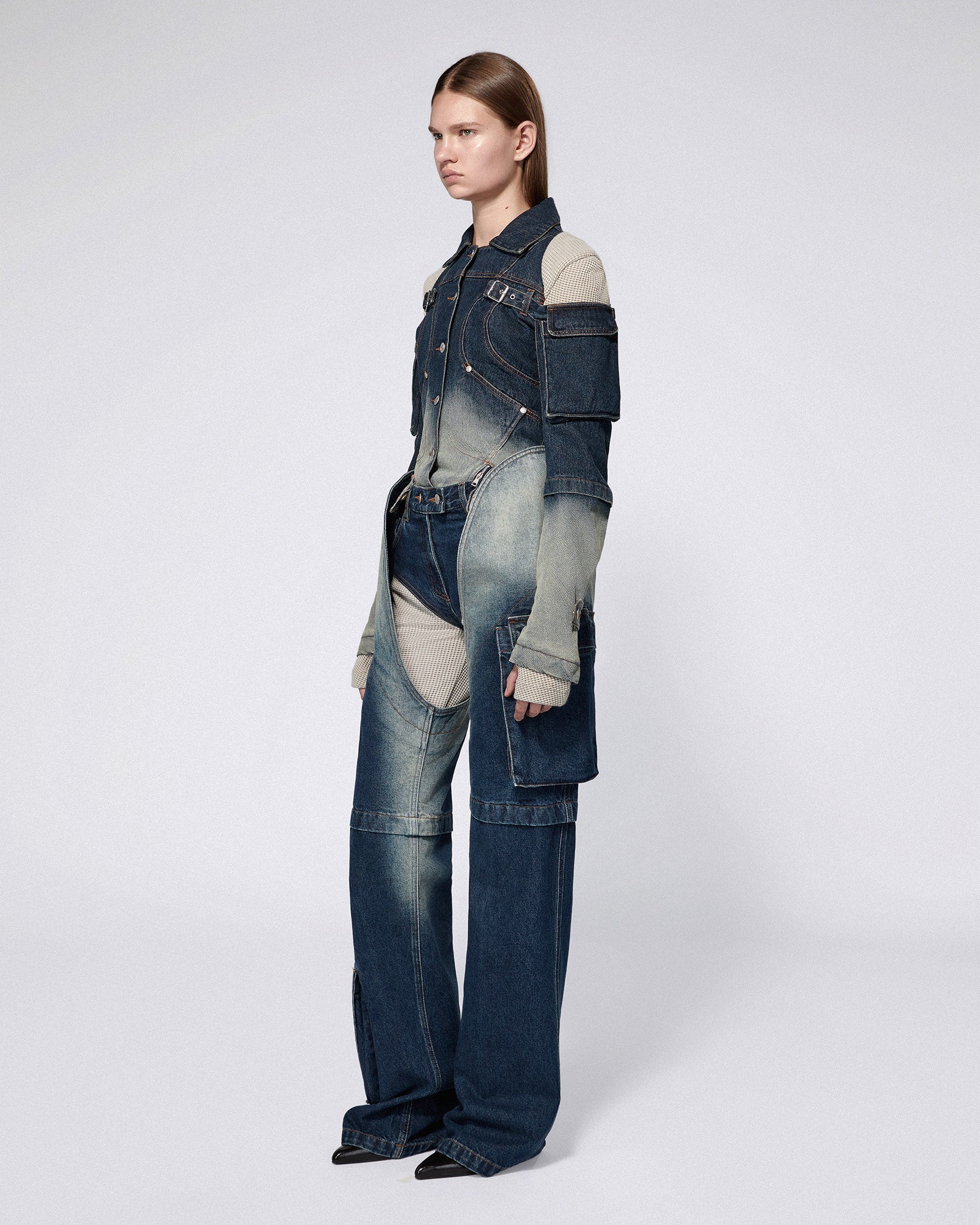 Mecha cargo jacket washed blue