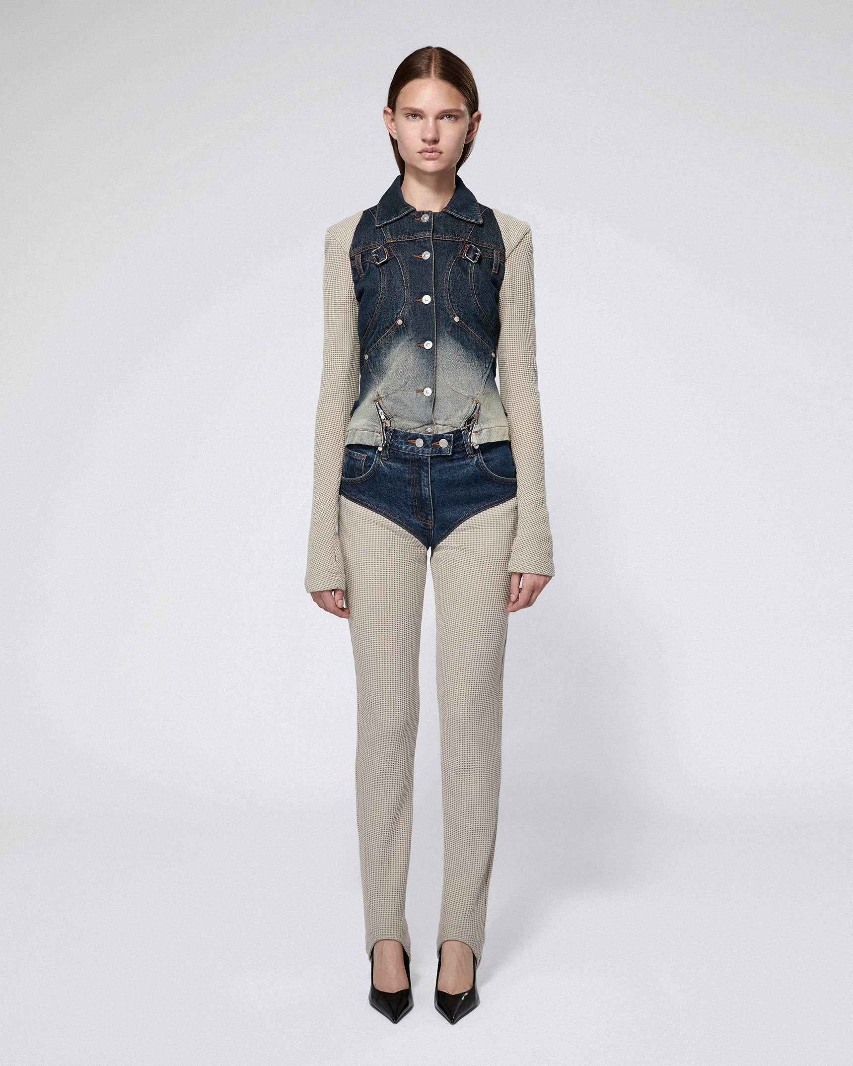 Denim cargo pants washed blue