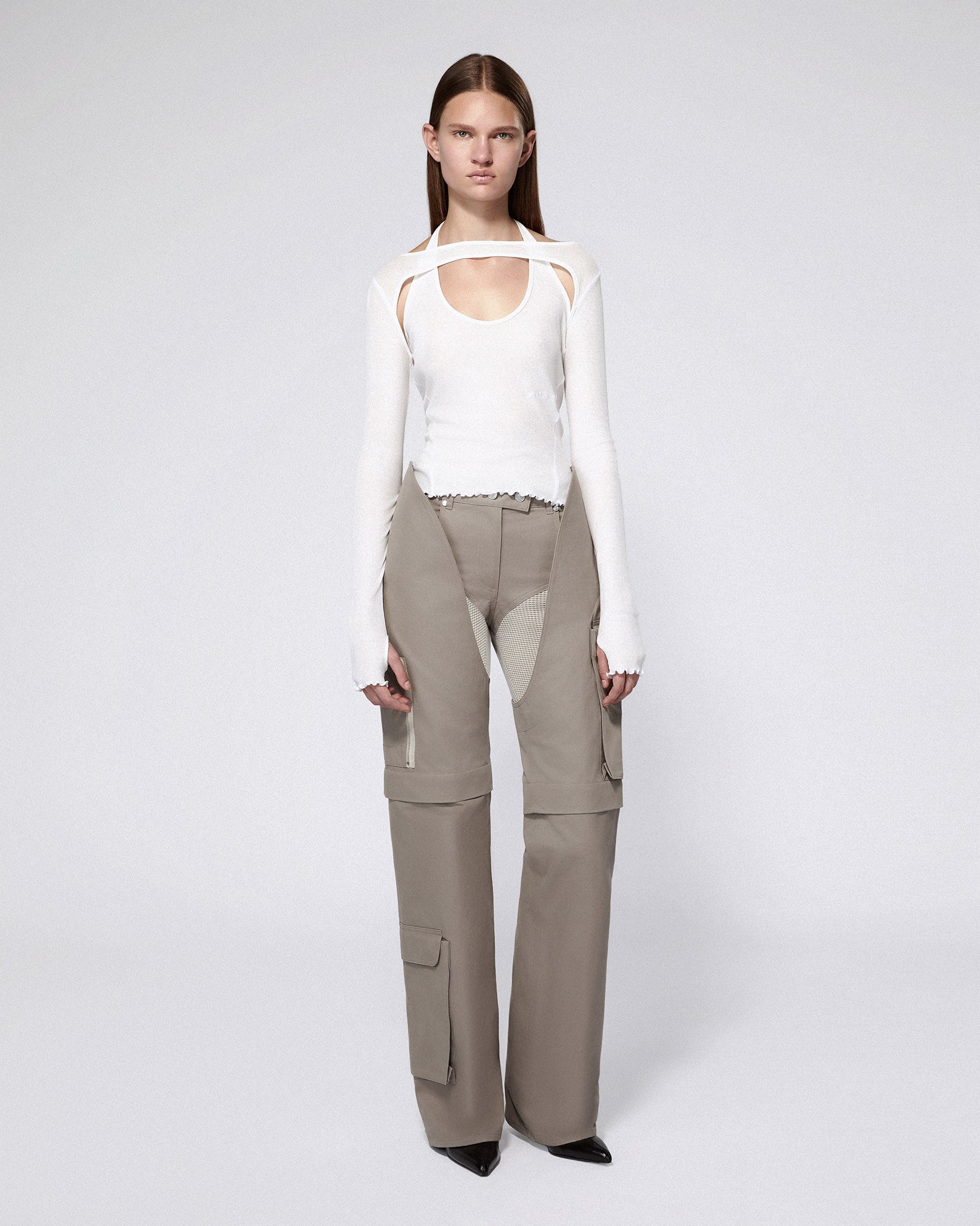 Harness long sleeve top white