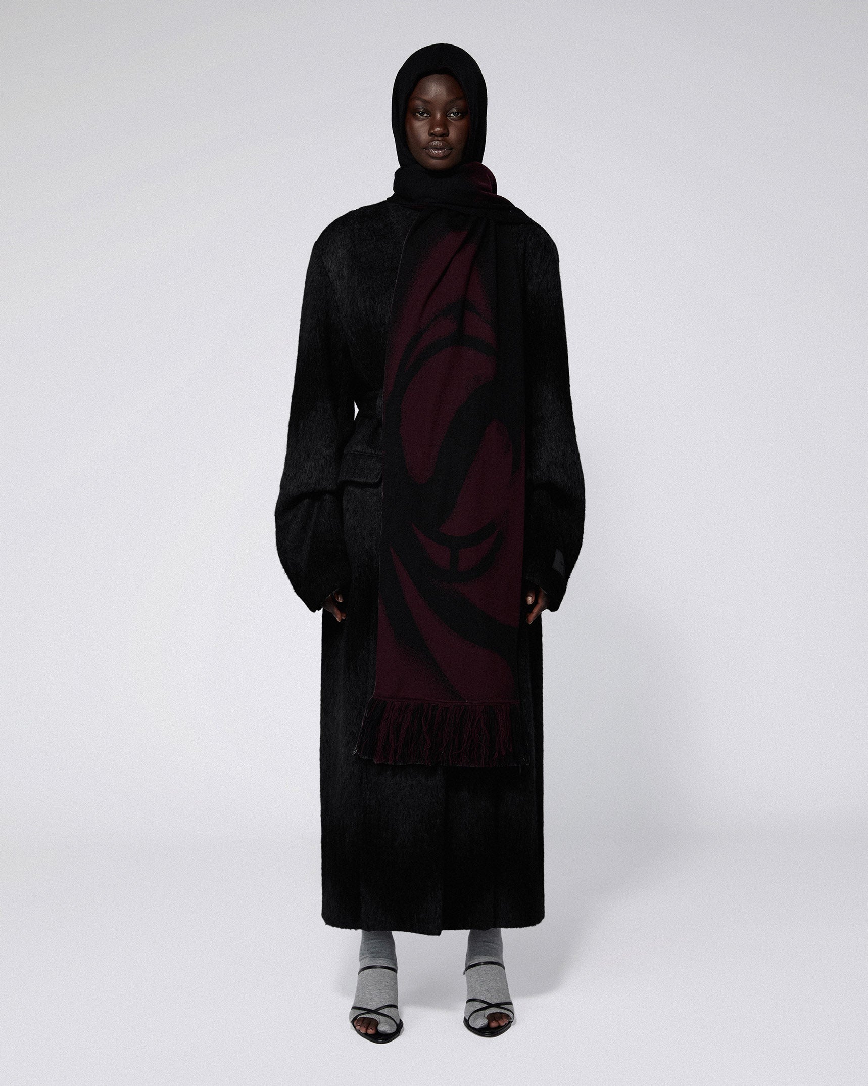 Srvc hooded scarf bordeaux