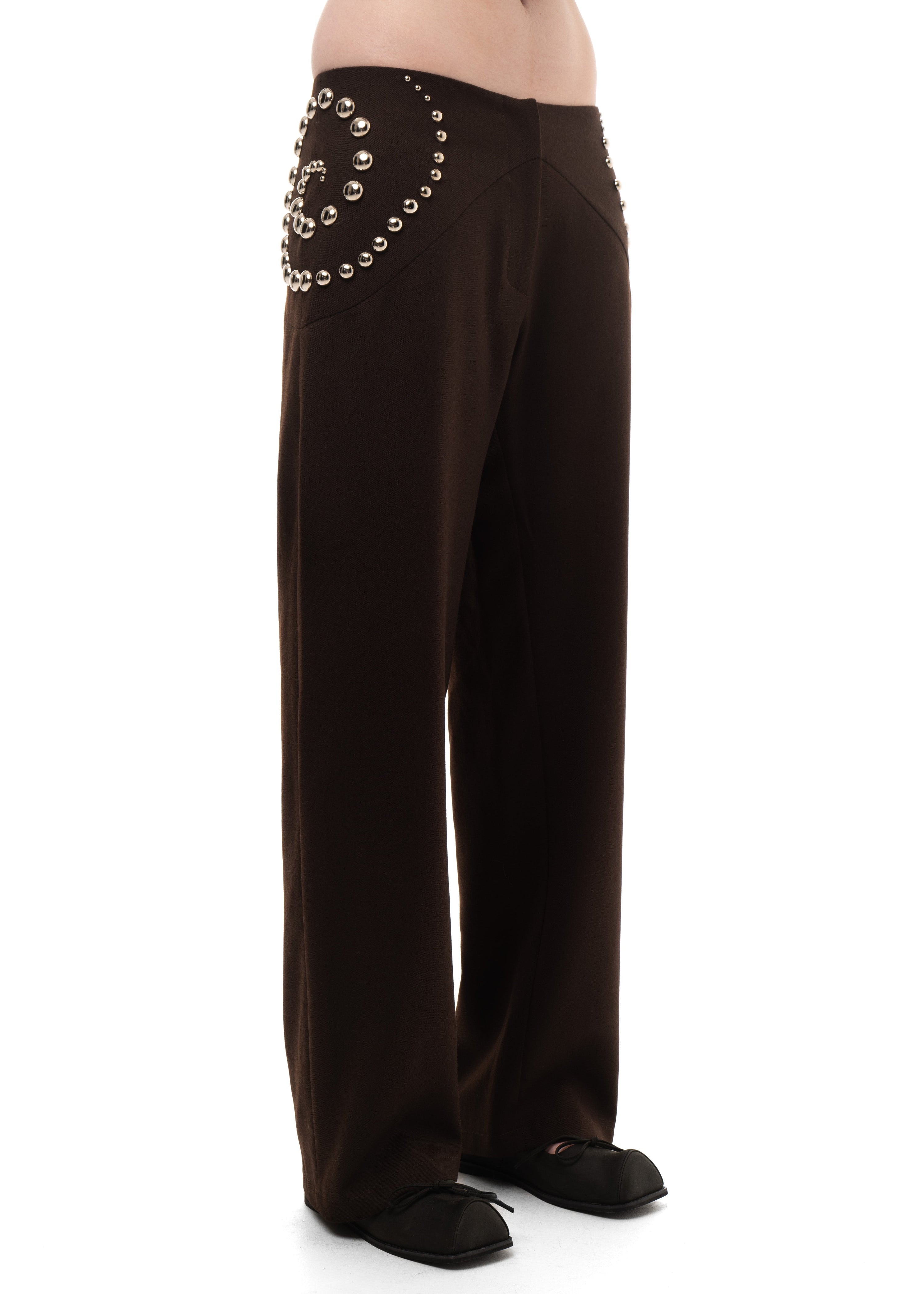 Studded spiral trousers brown