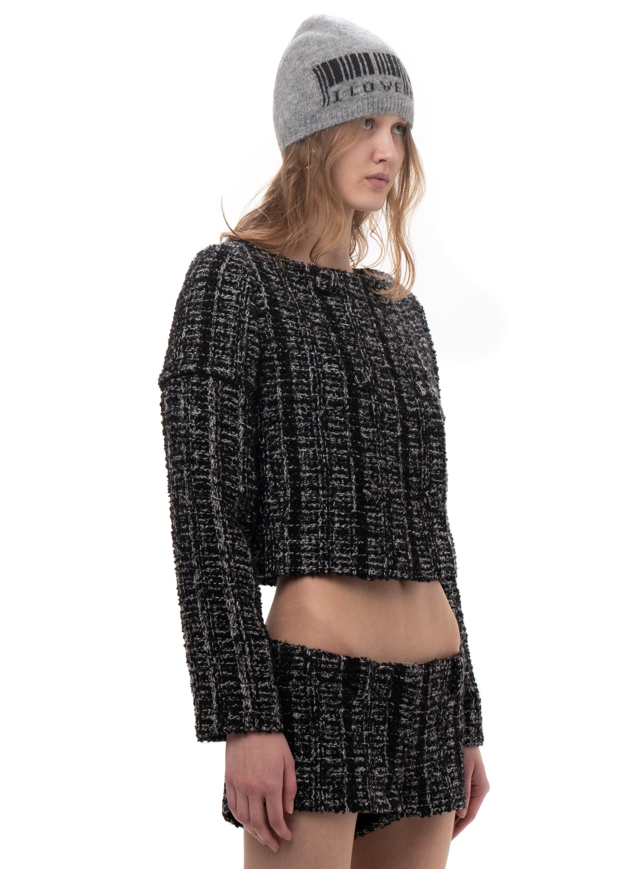 Detachable sleeve suit jacket tweed