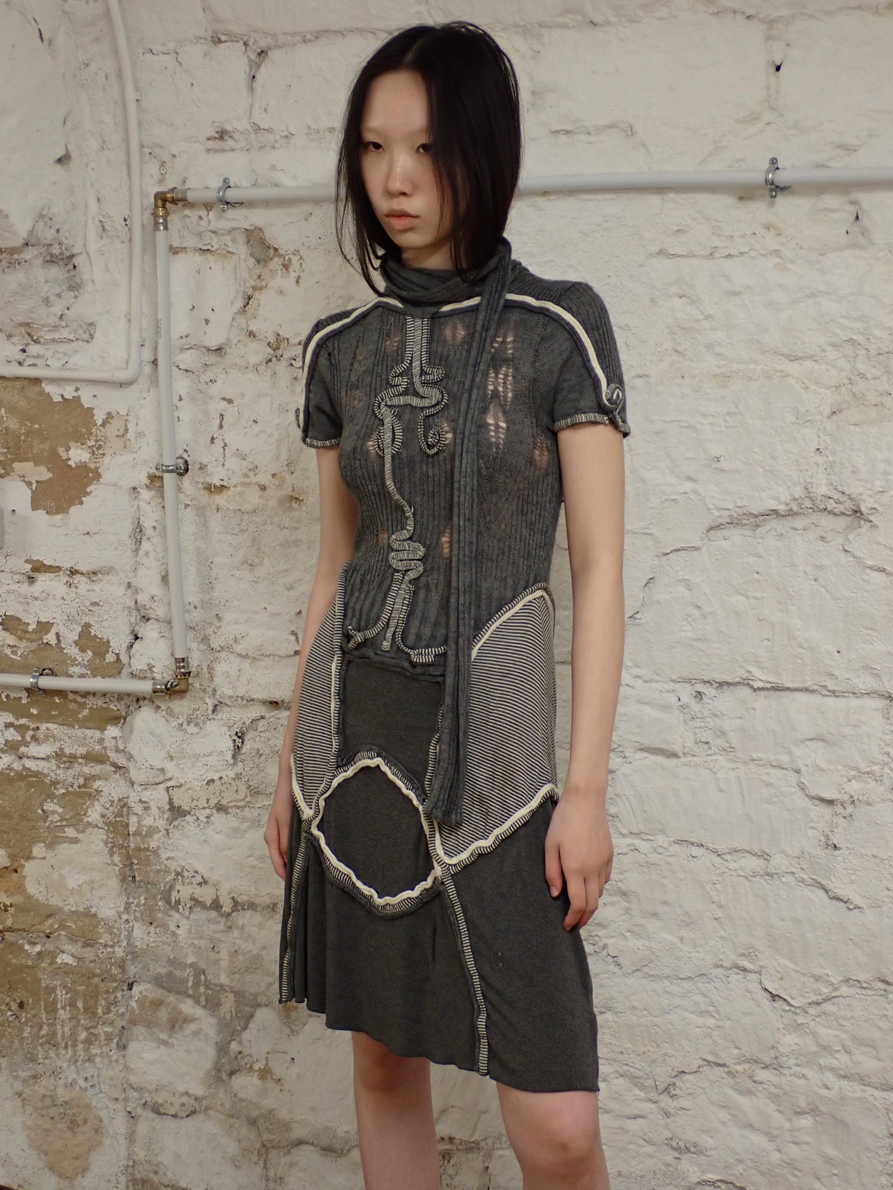 Deconstructed wool dress