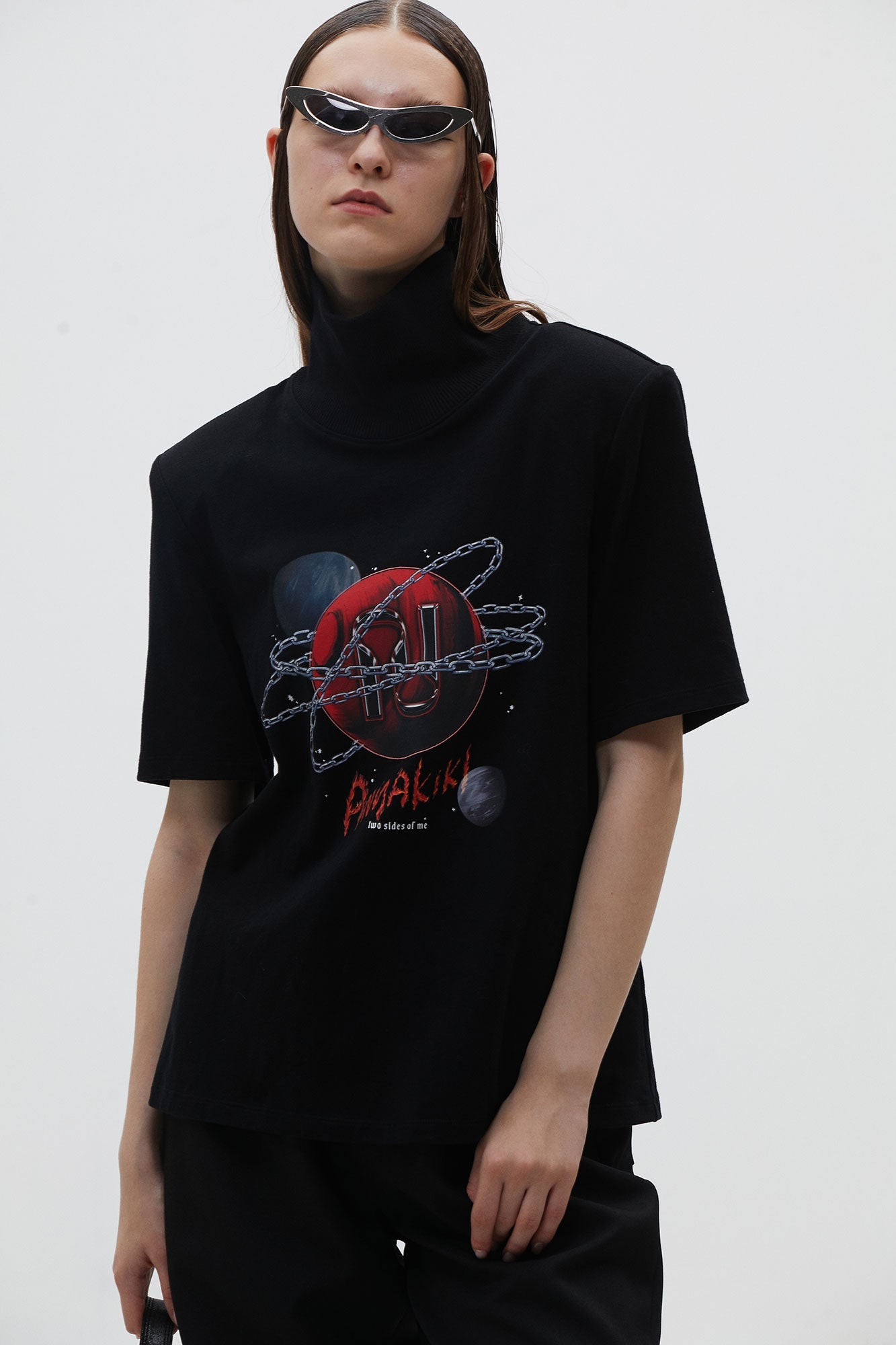 Planet print turtleneck t-shirt