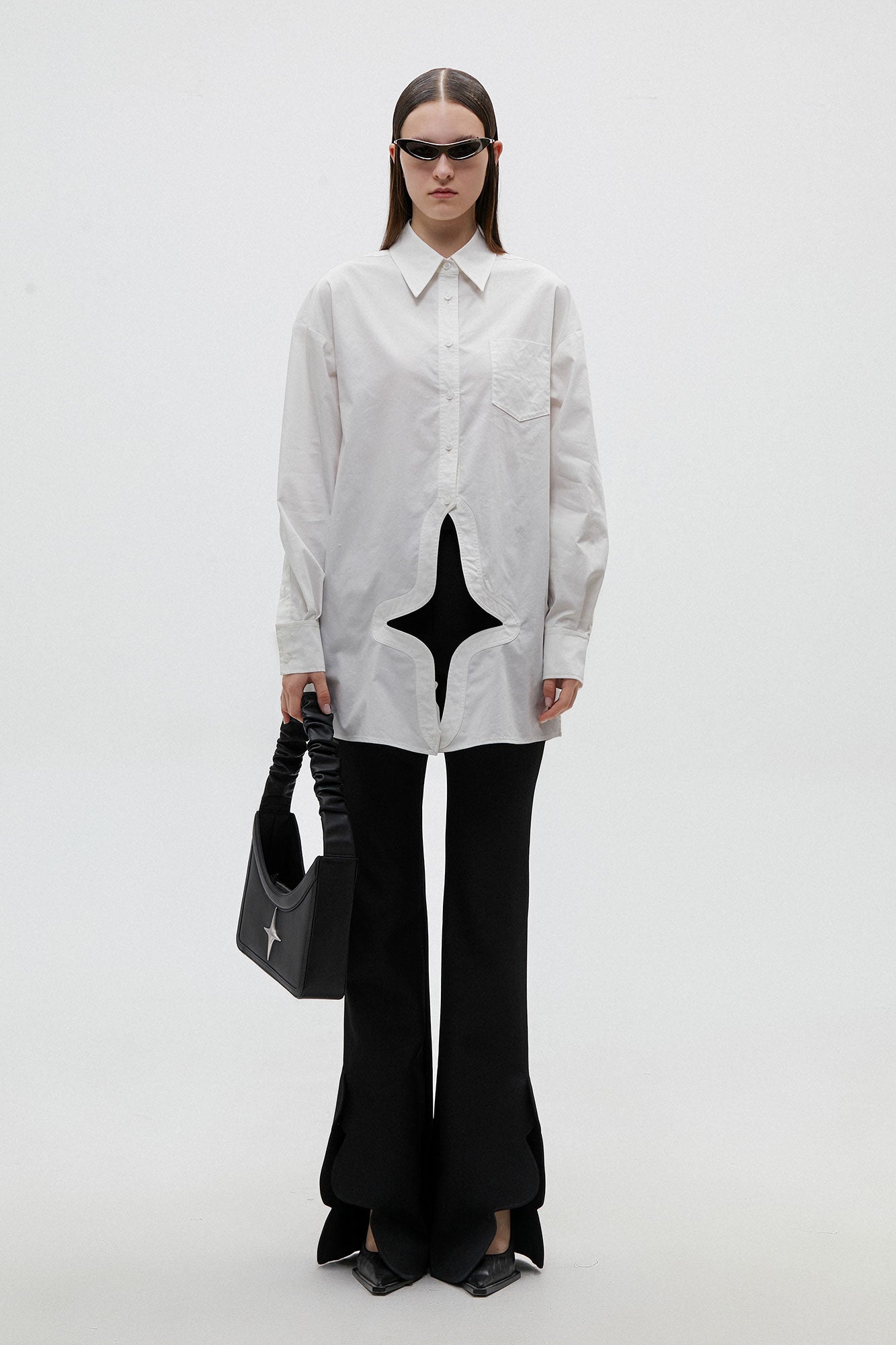 Poplin star-cutout long shirt
