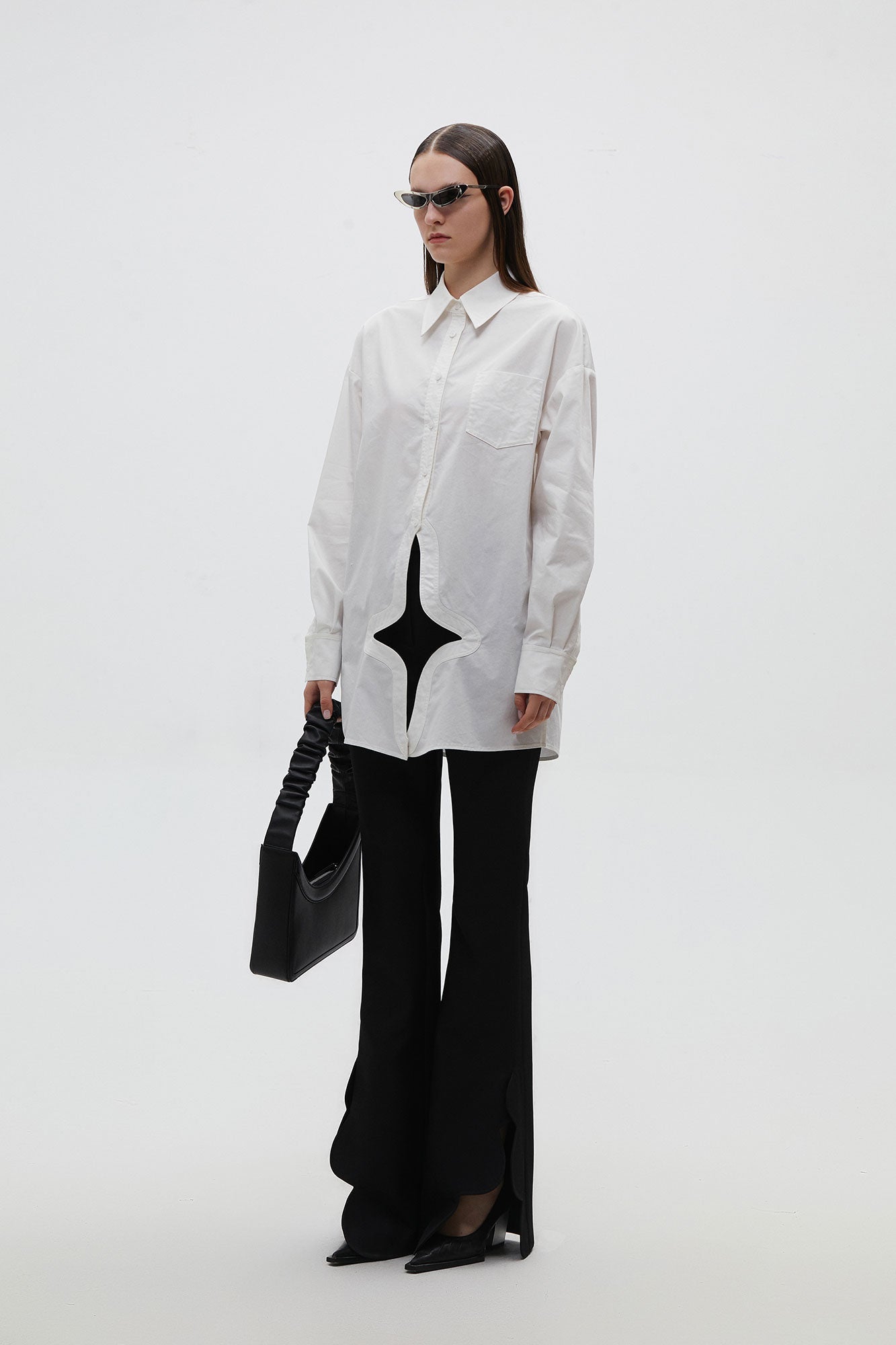 Poplin star-cutout long shirt