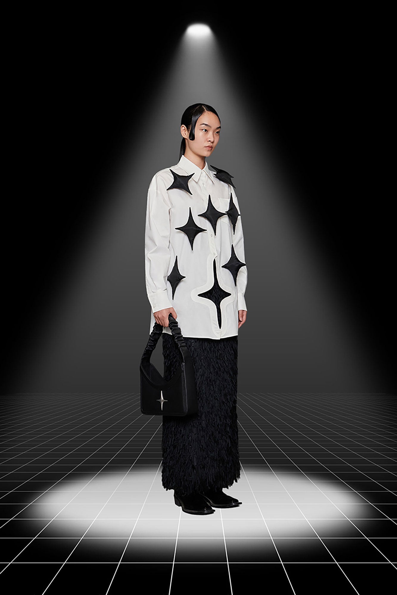 Poplin star-cutout long shirt