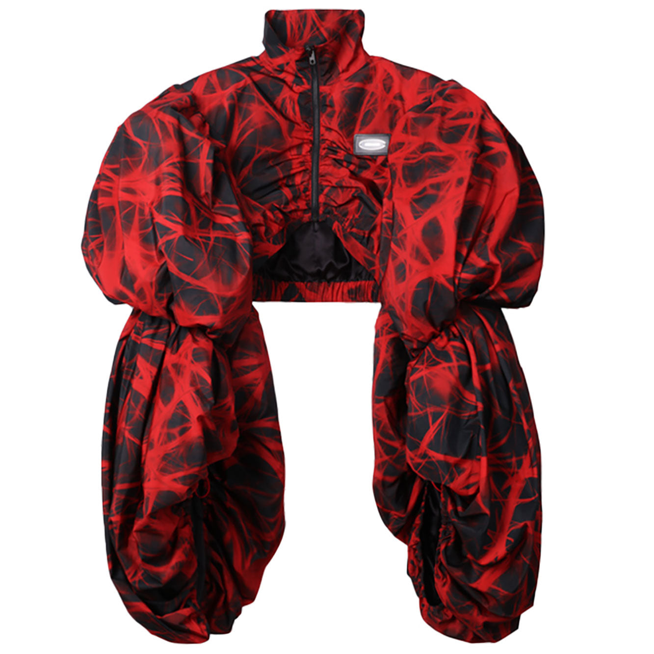 X-ray print balloon-sleeve crop jacket