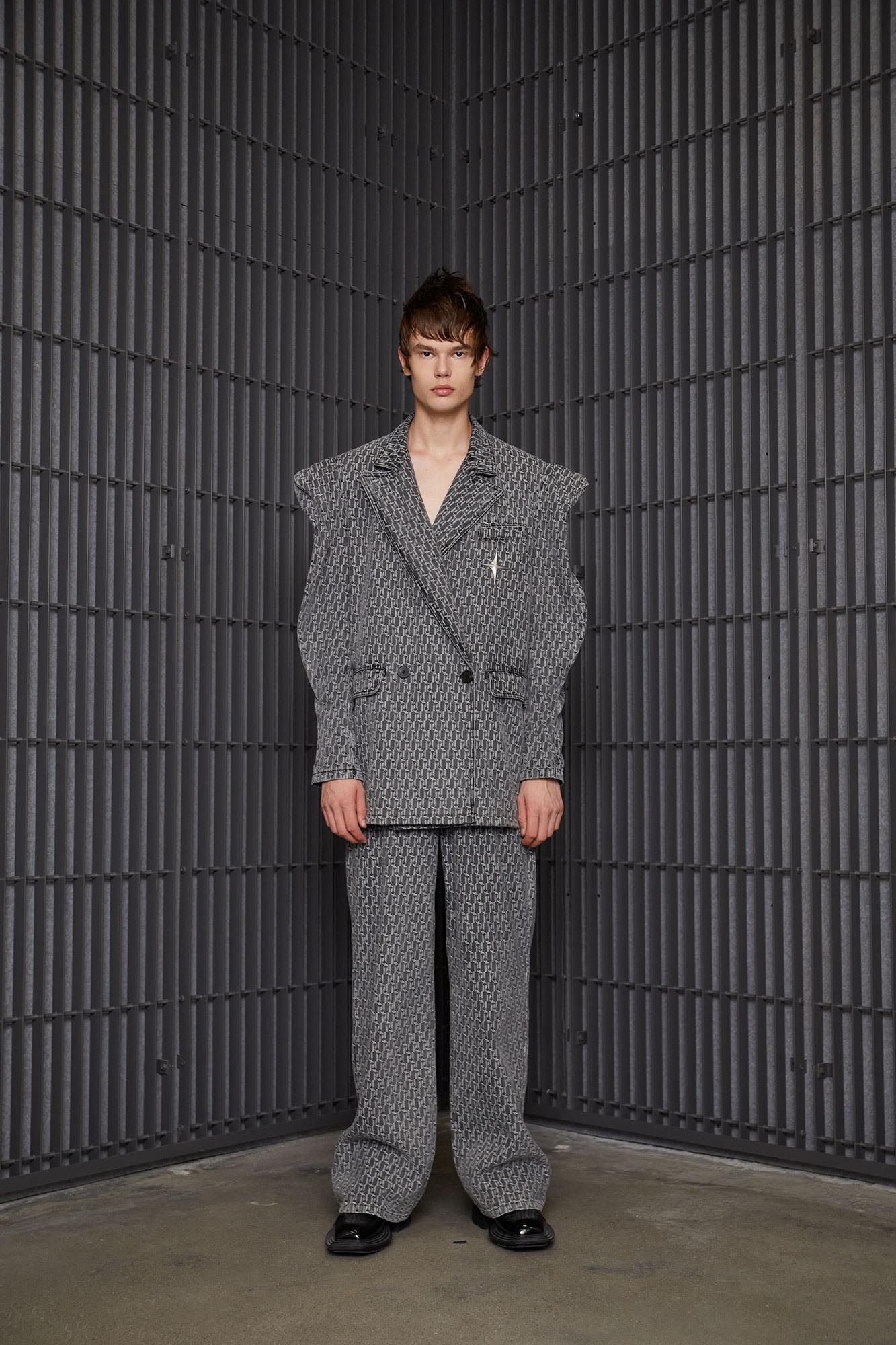 Logo jacquard denim trousers  (male)