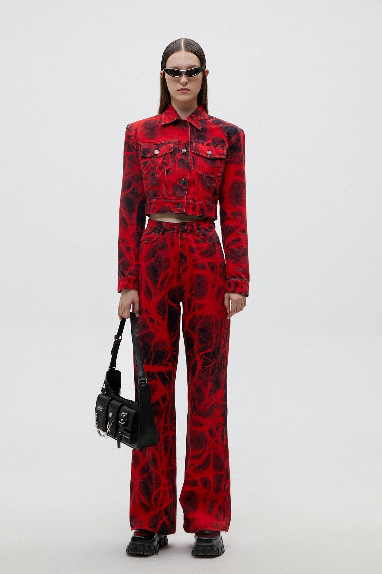 X-ray print wide-leg jeans