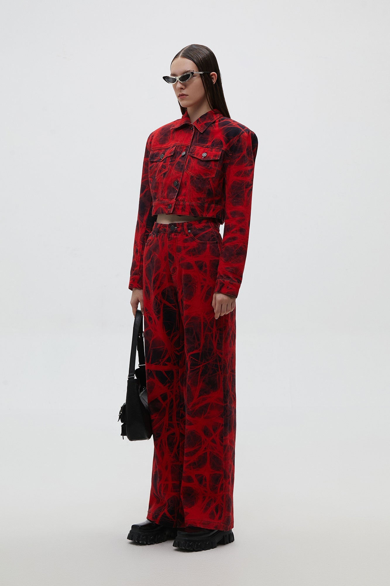 X-ray print wide-leg jeans