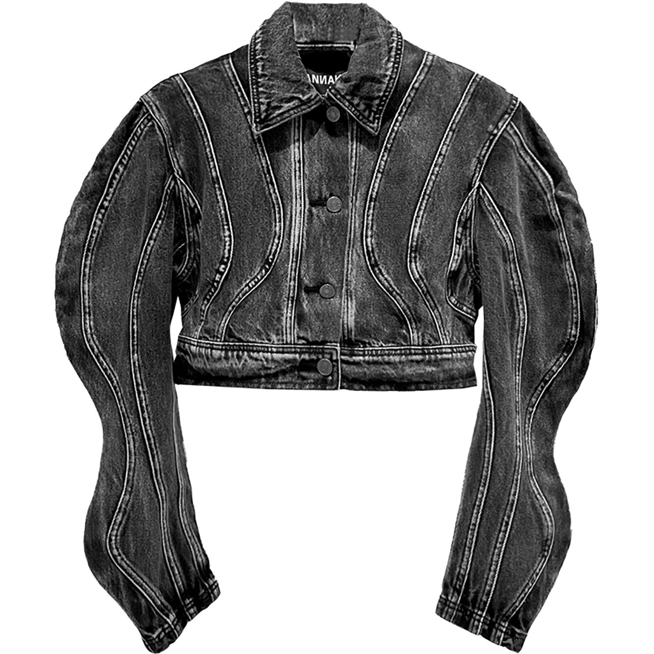 3d three-dimensional wave sleeve denim jacket