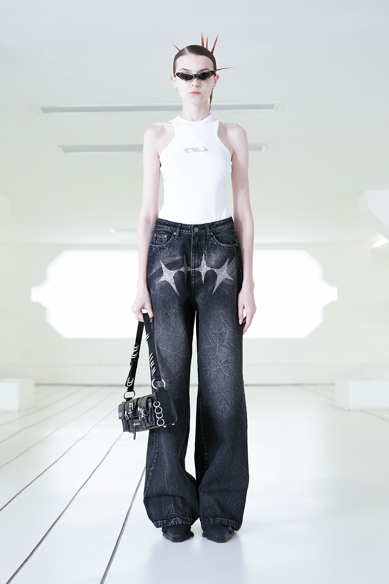 Star-shaped hot fix jeans