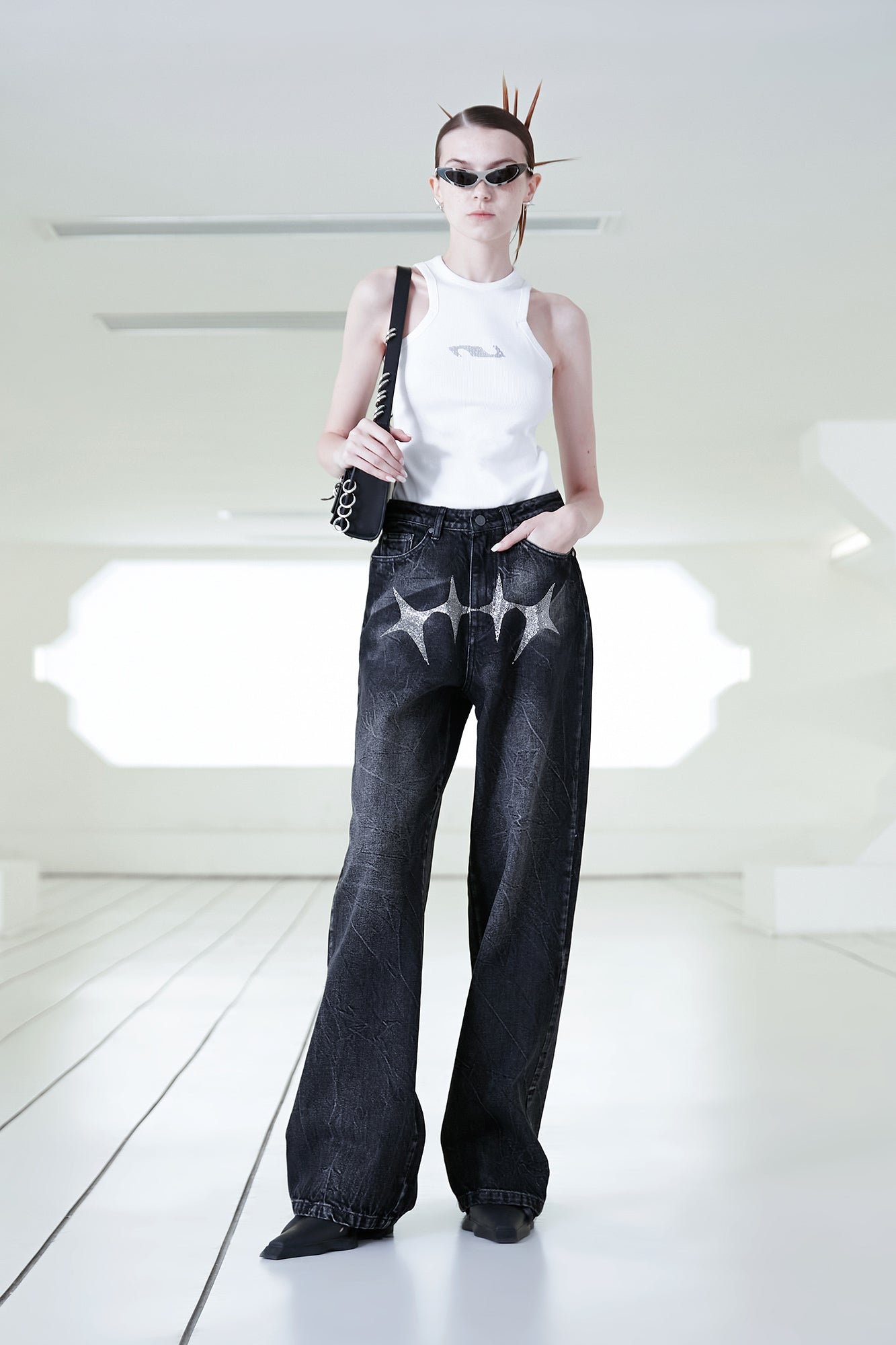 Star-shaped hot fix jeans