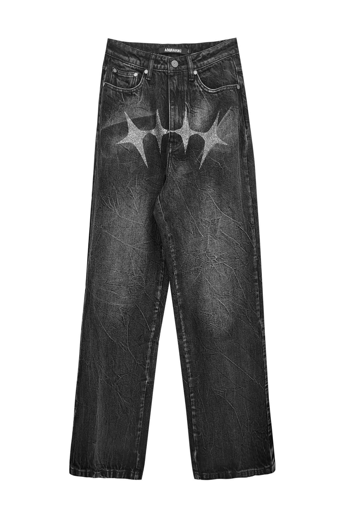 Star-shaped hot fix jeans