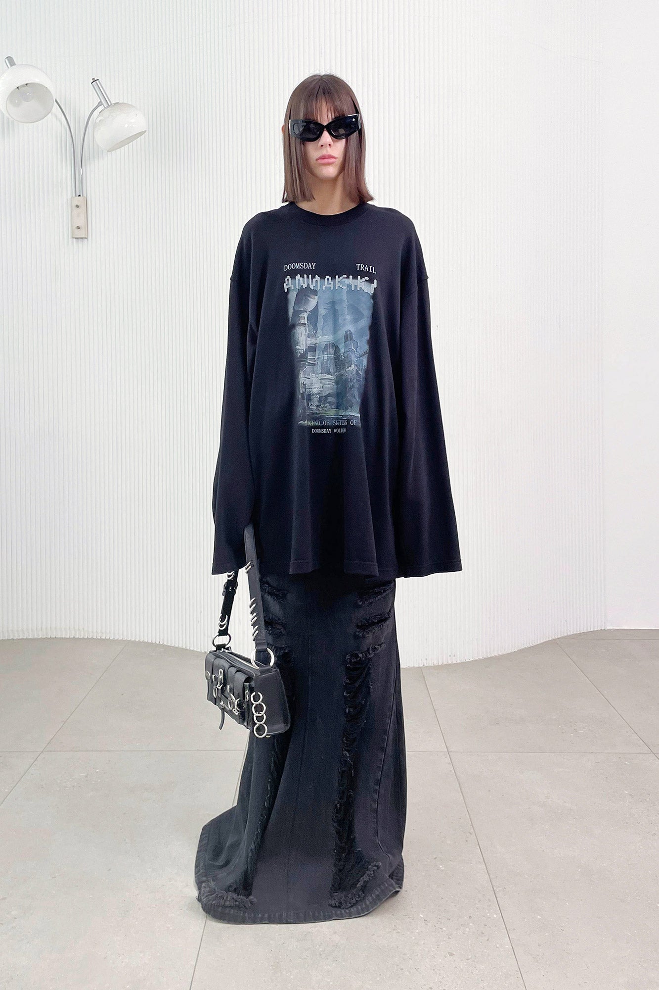 Tech pattern long-sleeved t-shirt