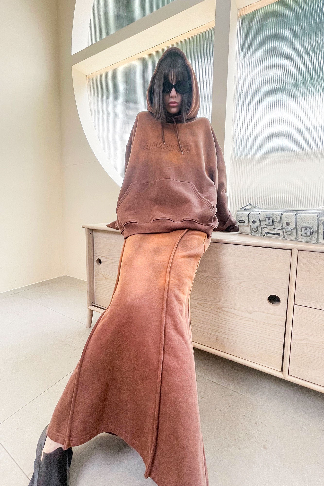 Wash water and fried color skirt