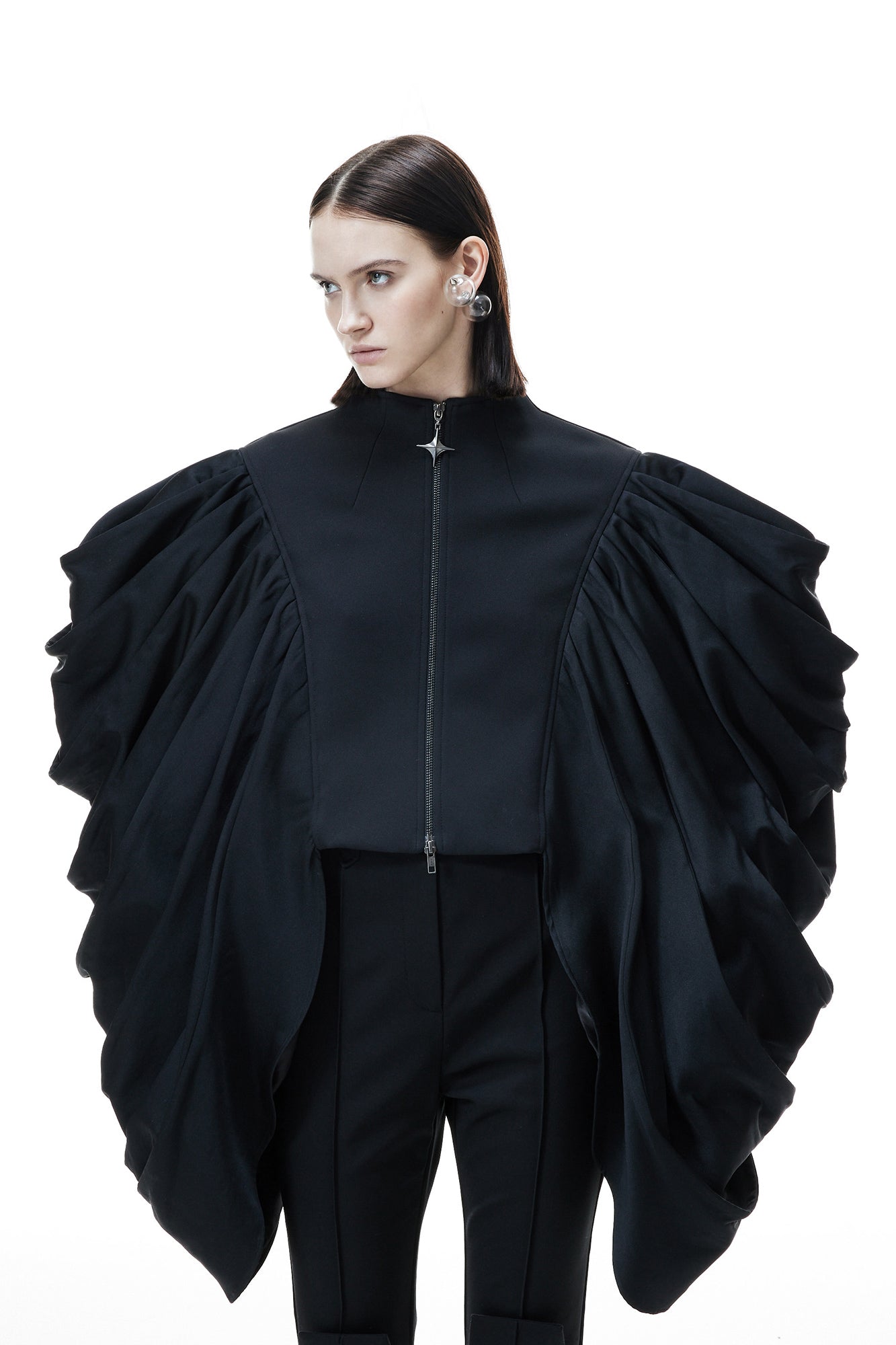 3d three-dimensional sleeve stand collar coat