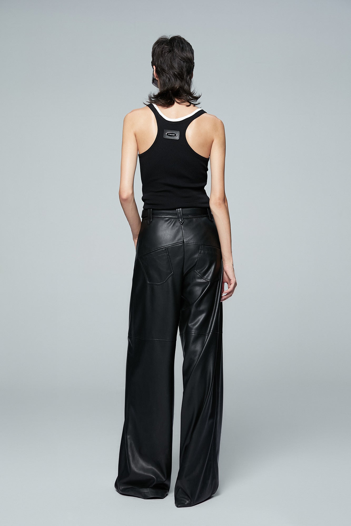 Rib knit contrast tank top
