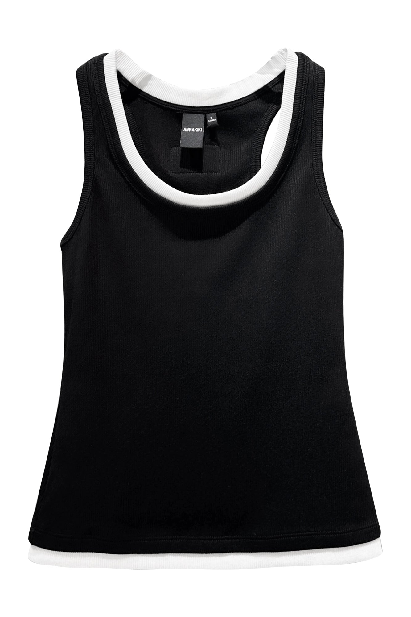 Rib knit contrast tank top